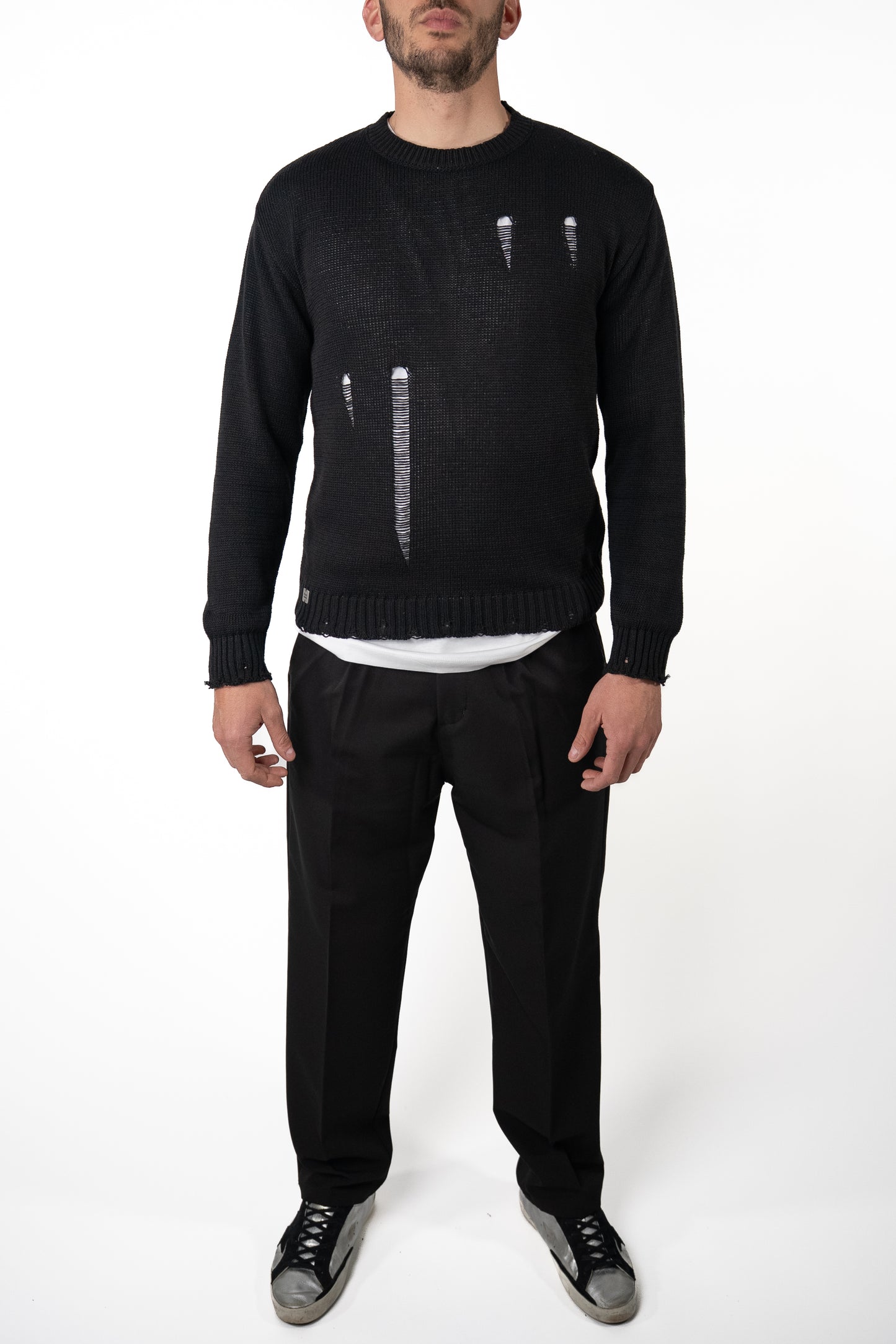 Maglia Costa Inglese con Rotture Nero