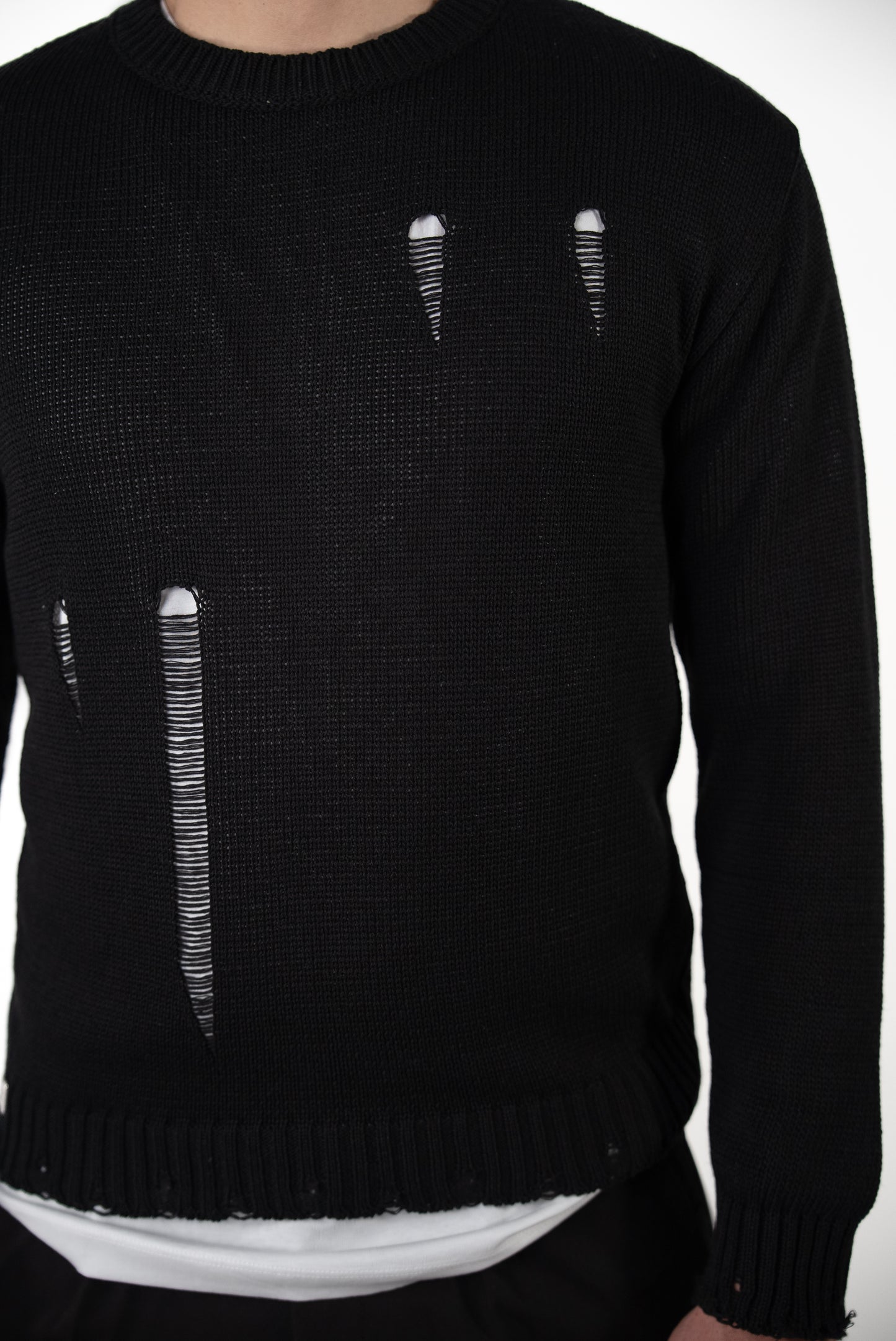 Maglia Costa Inglese con Rotture Nero