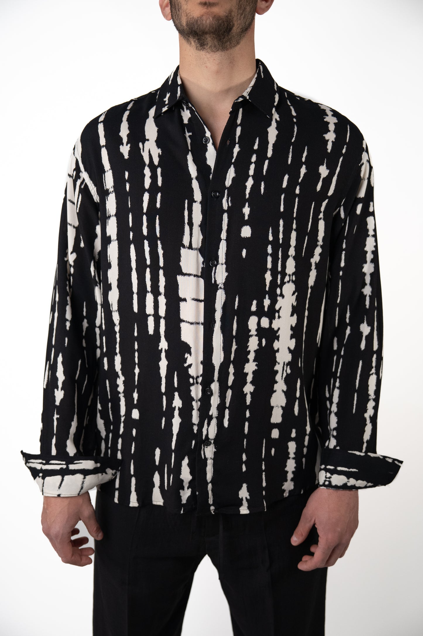 Camicia fantasia Riga bianca irregolare