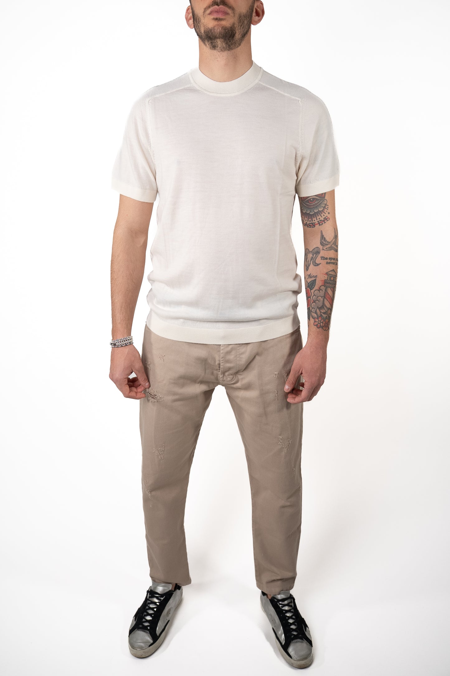 T-shirt Knit Merino Bianca