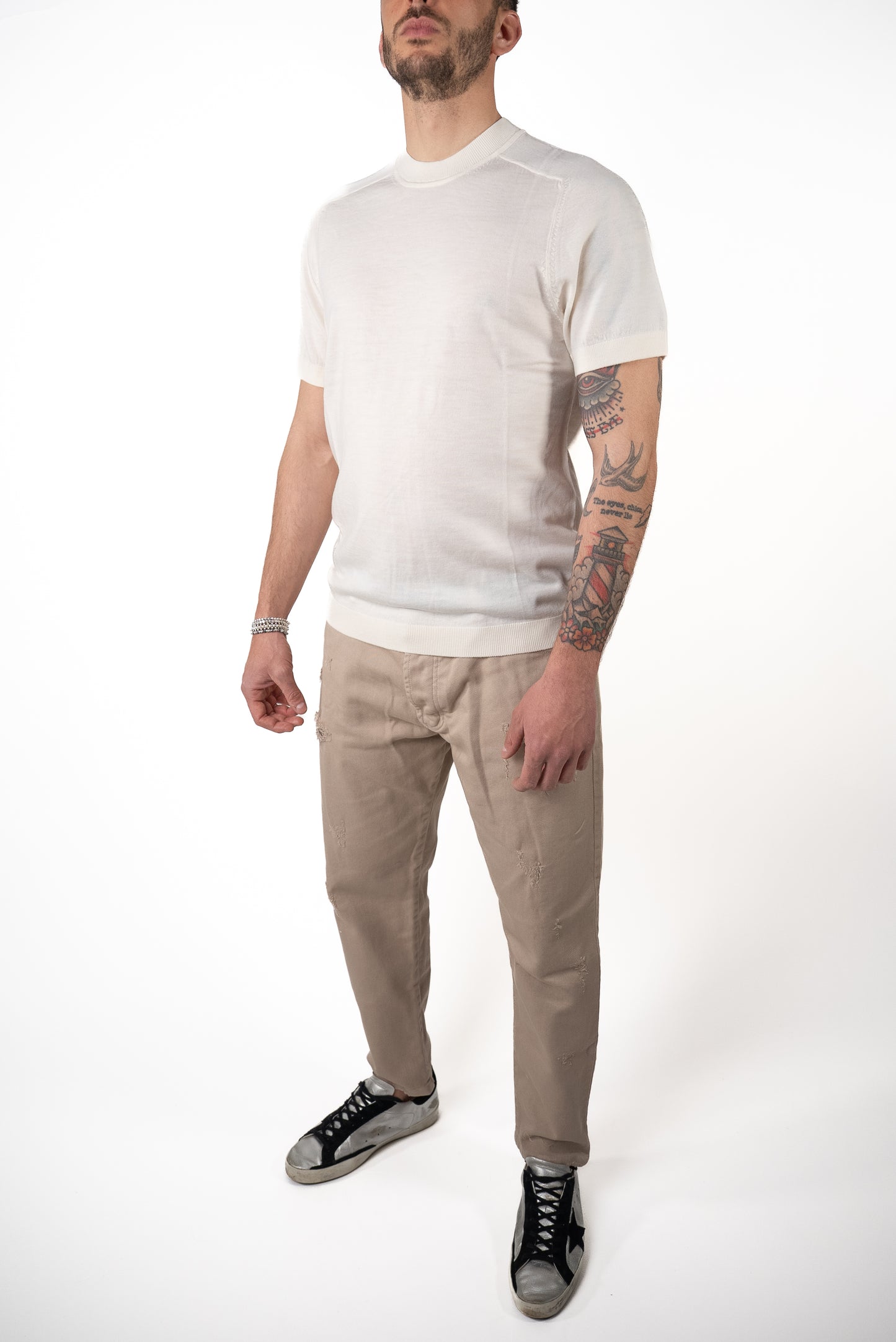 T-shirt Knit Merino Bianca