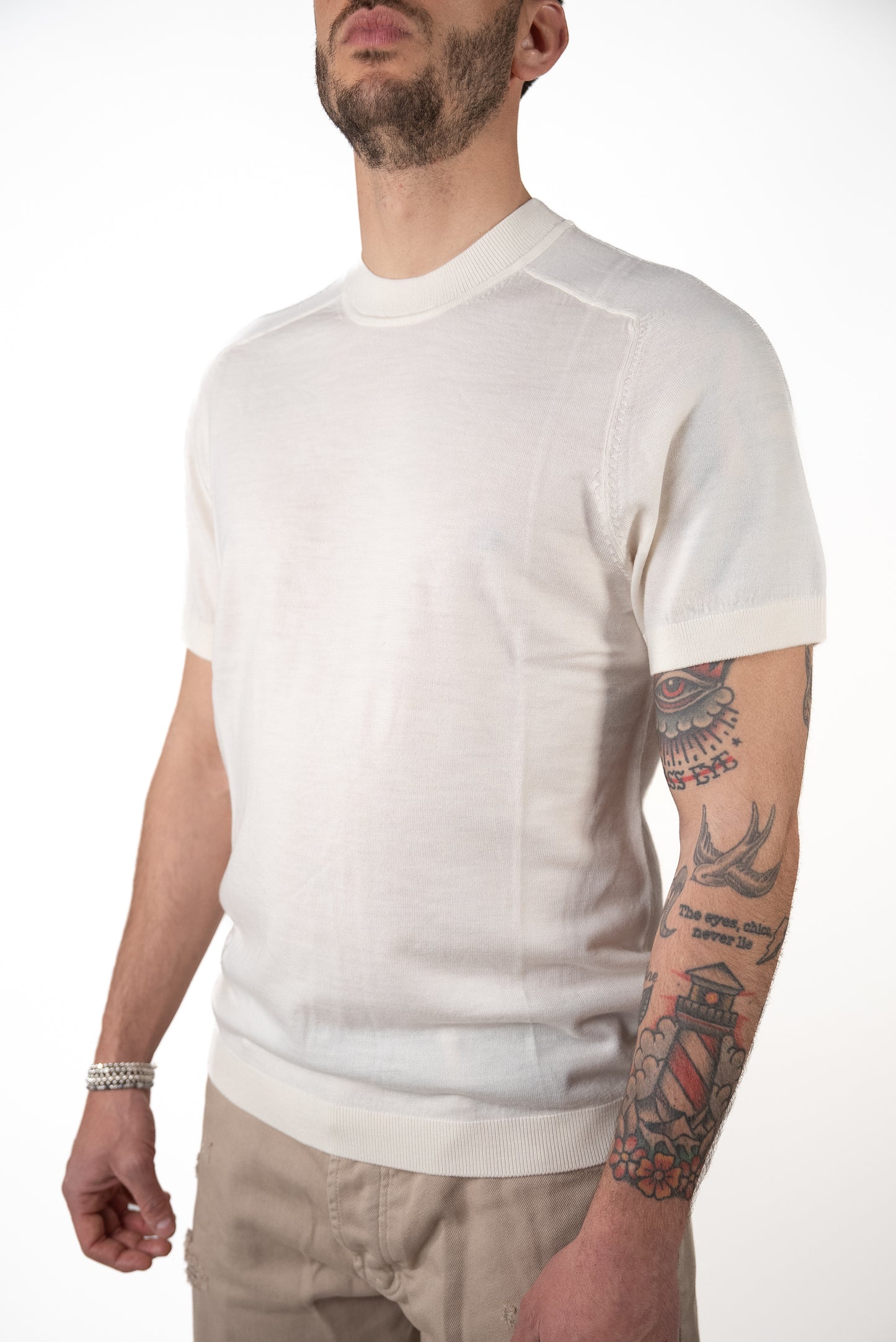T-shirt Knit Merino Bianca