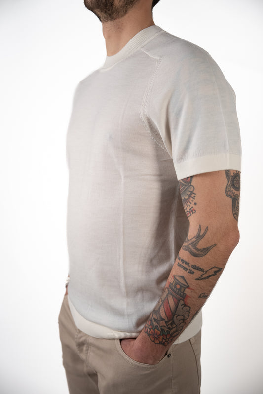 T-shirt Knit Merino Bianca