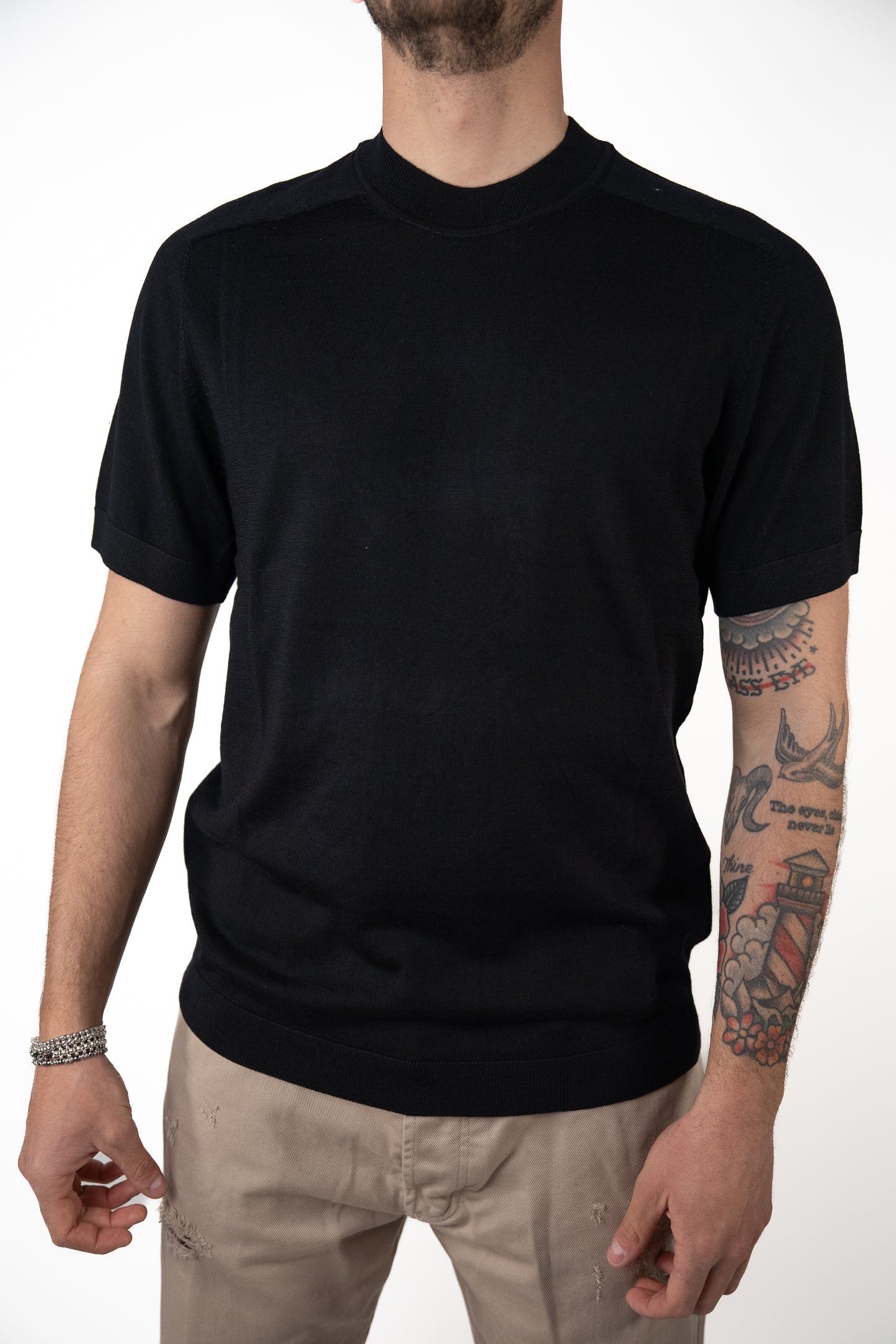 T-shirt Knit Merino Nero