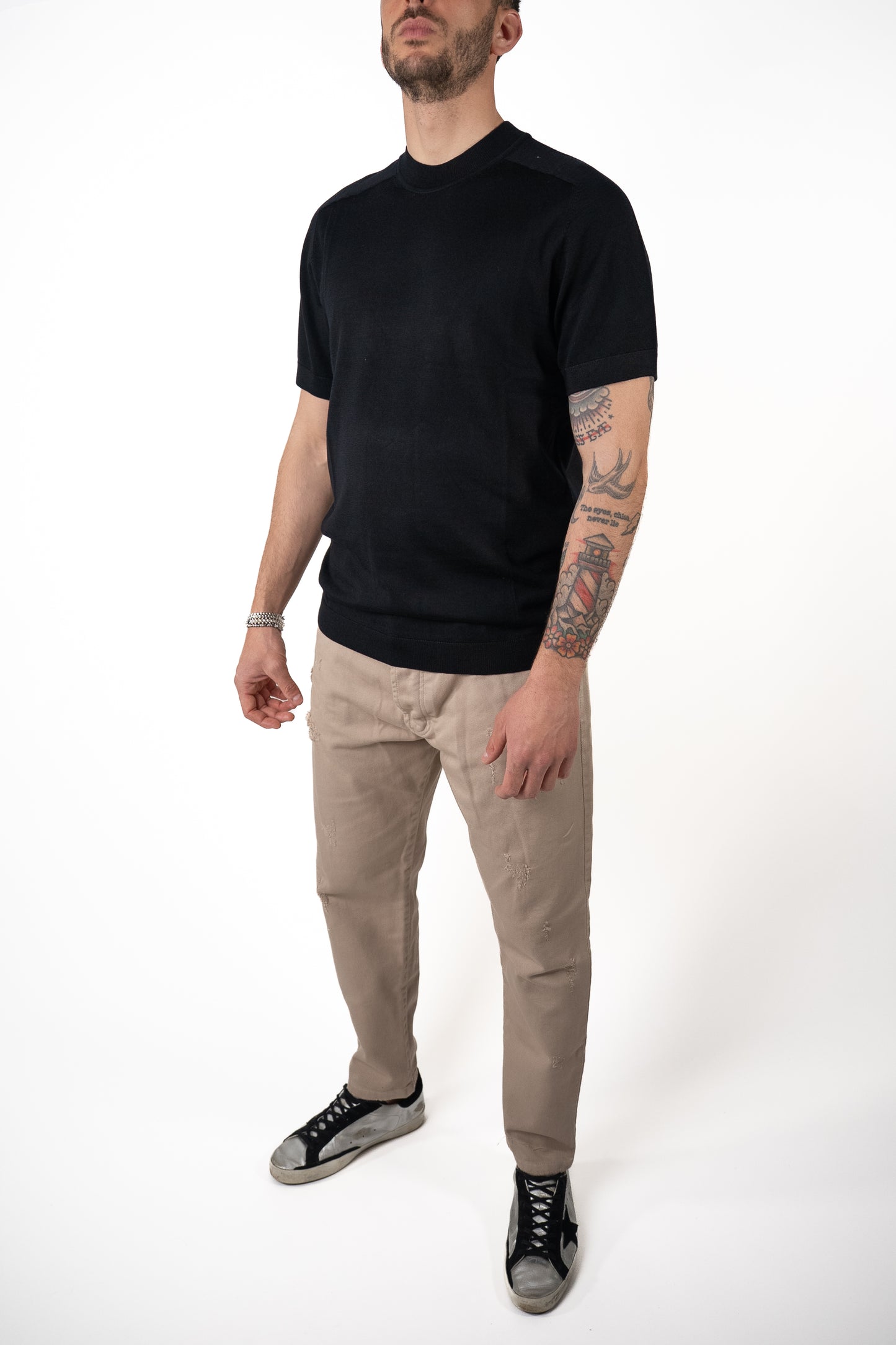 T-shirt Knit Merino Nero