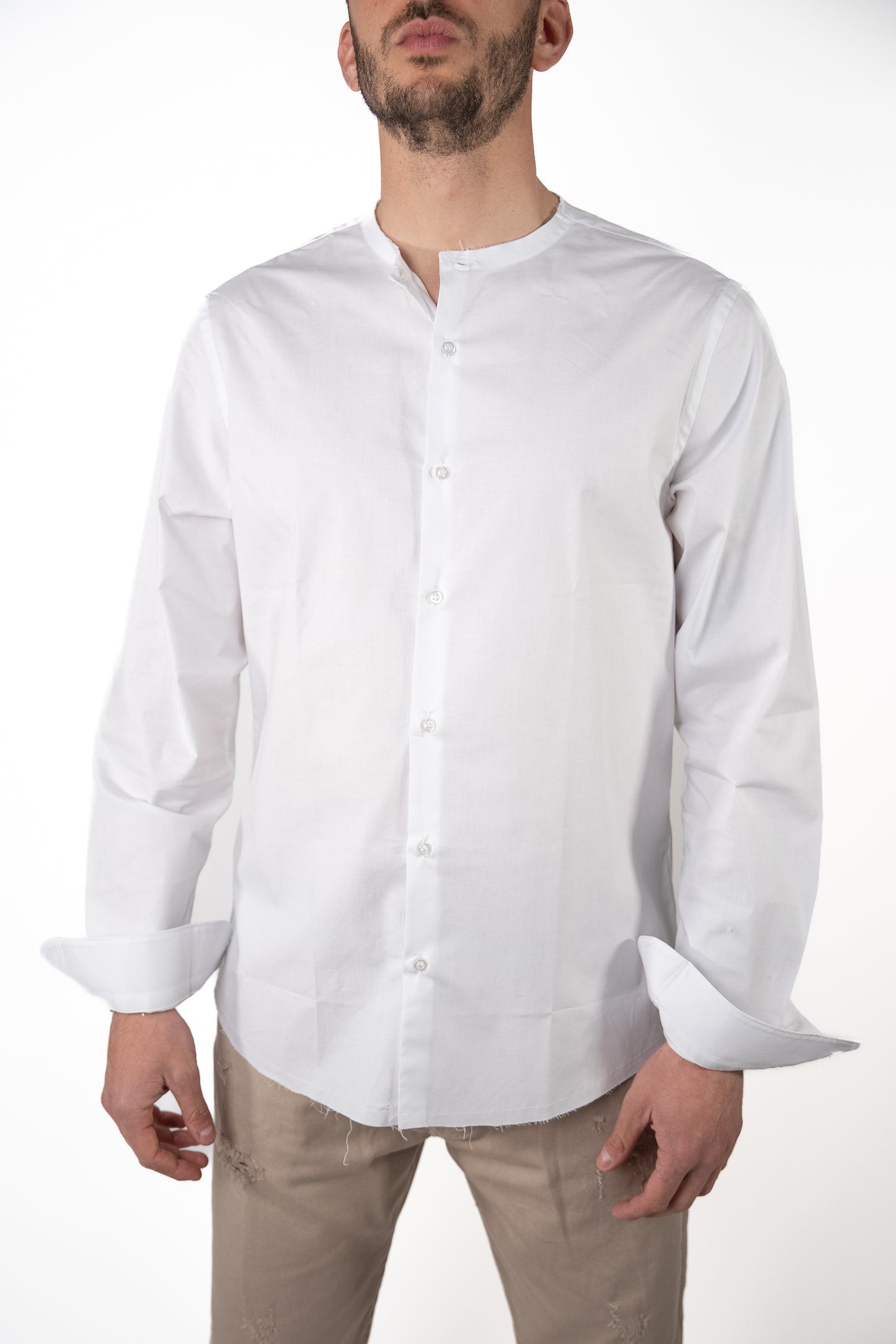 Camicia Corea Sfrangiata Bianca