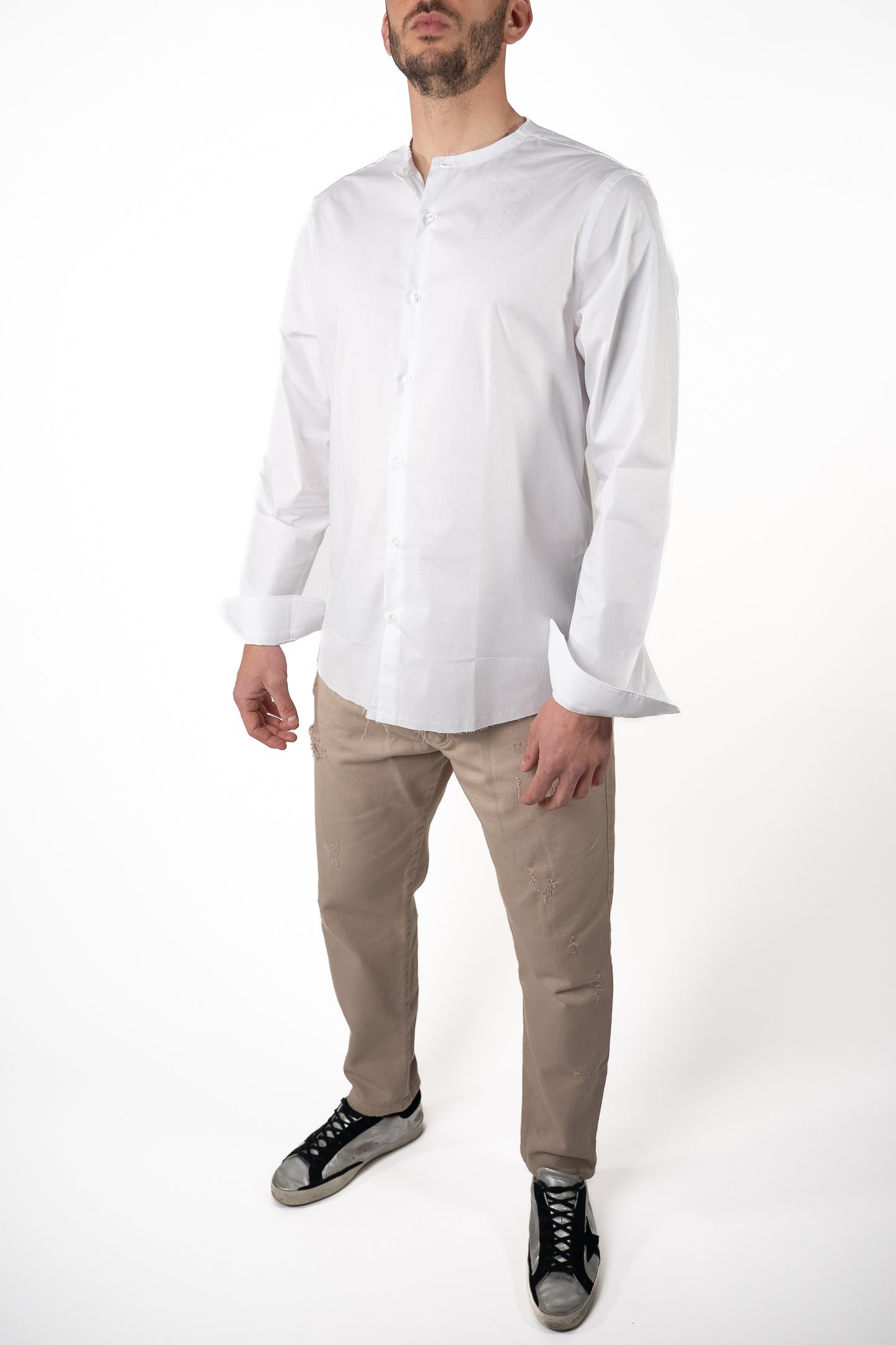 Camicia Corea Sfrangiata Bianca