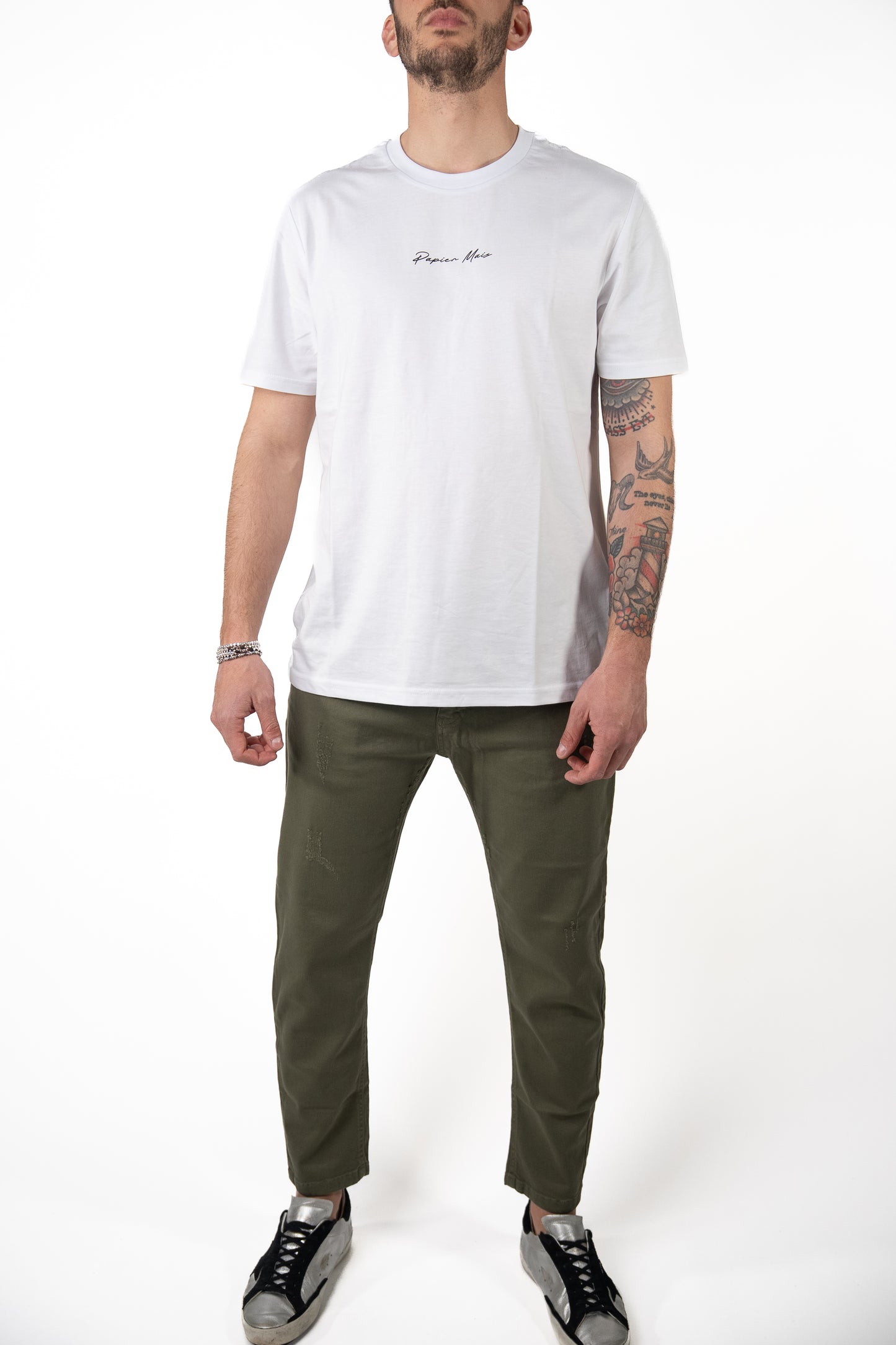 Jeans Verde Militare Micro Rottura