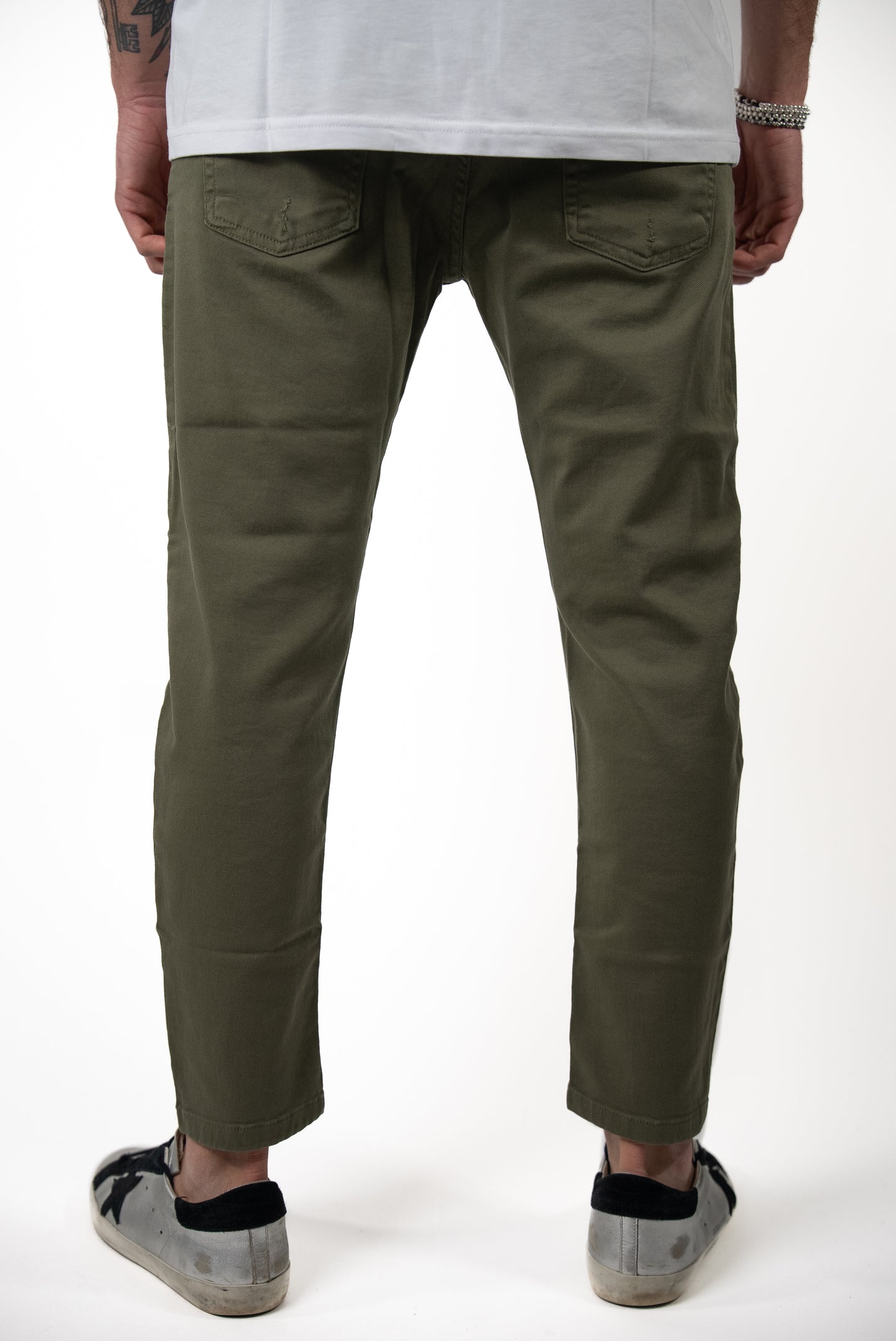 Jeans Verde Militare Micro Rottura