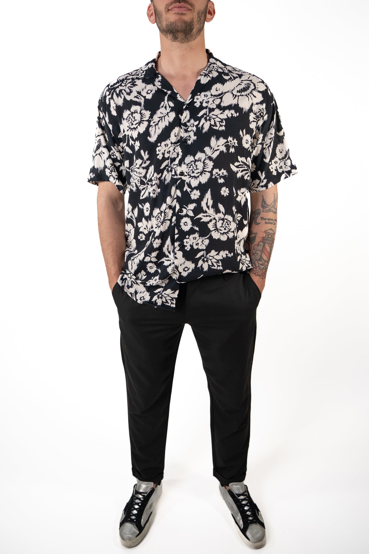Camicia fantasia manica corta Fiore Sbavato