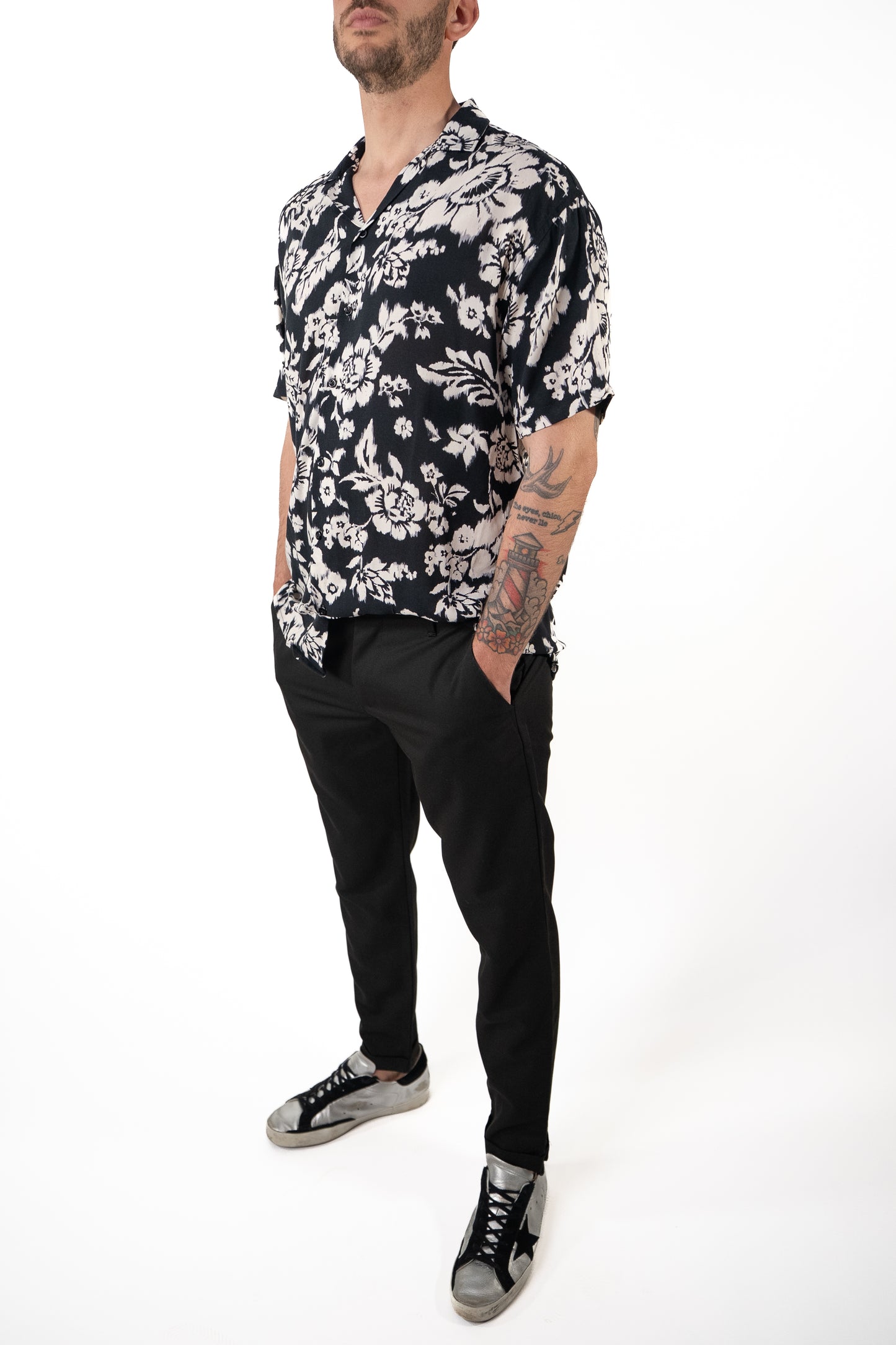 Camicia fantasia manica corta Fiore Sbavato