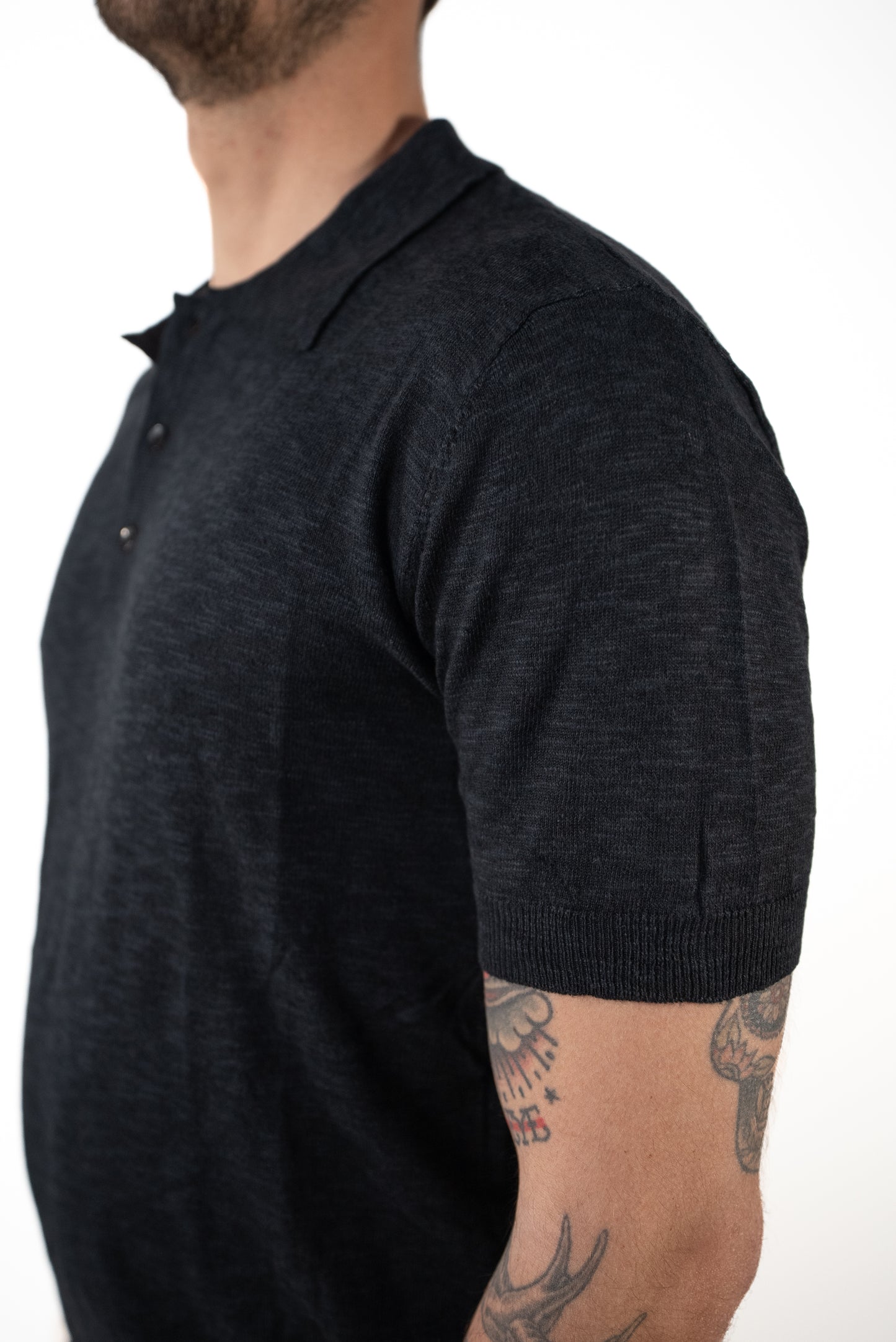 Polo Cotone Fiammato nero