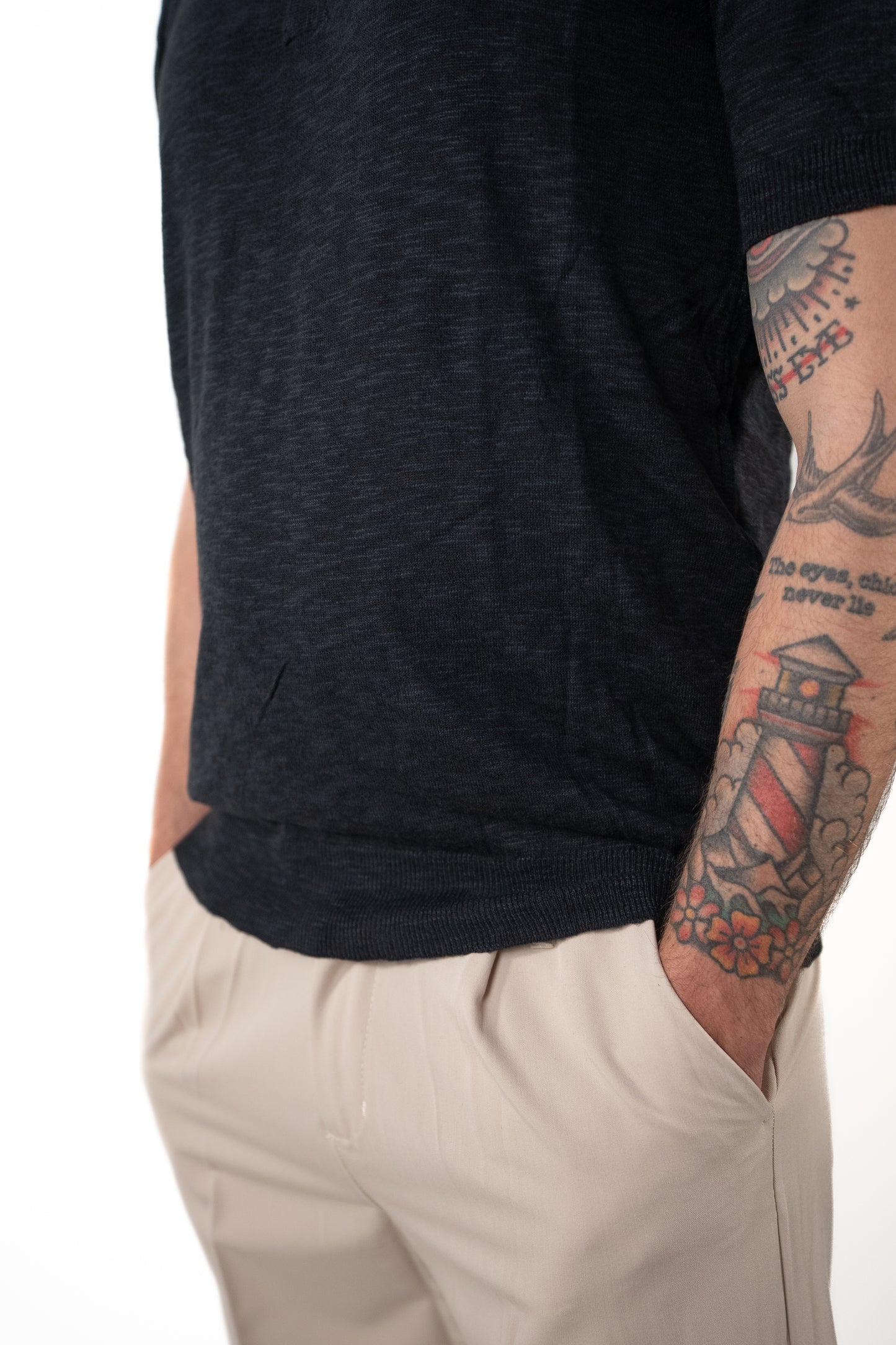 Polo Cotone Fiammato nero