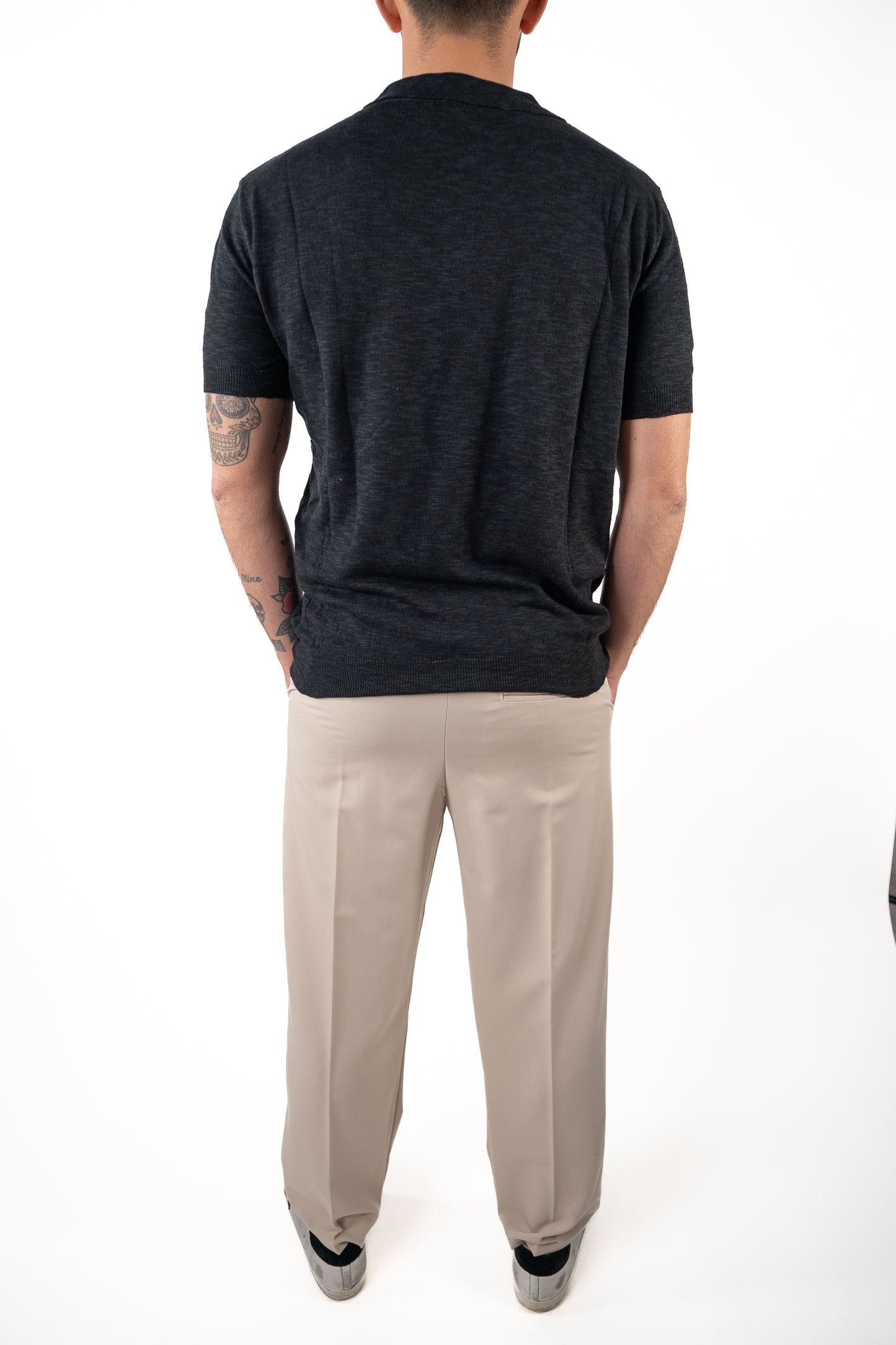 Polo Cotone Fiammato nero