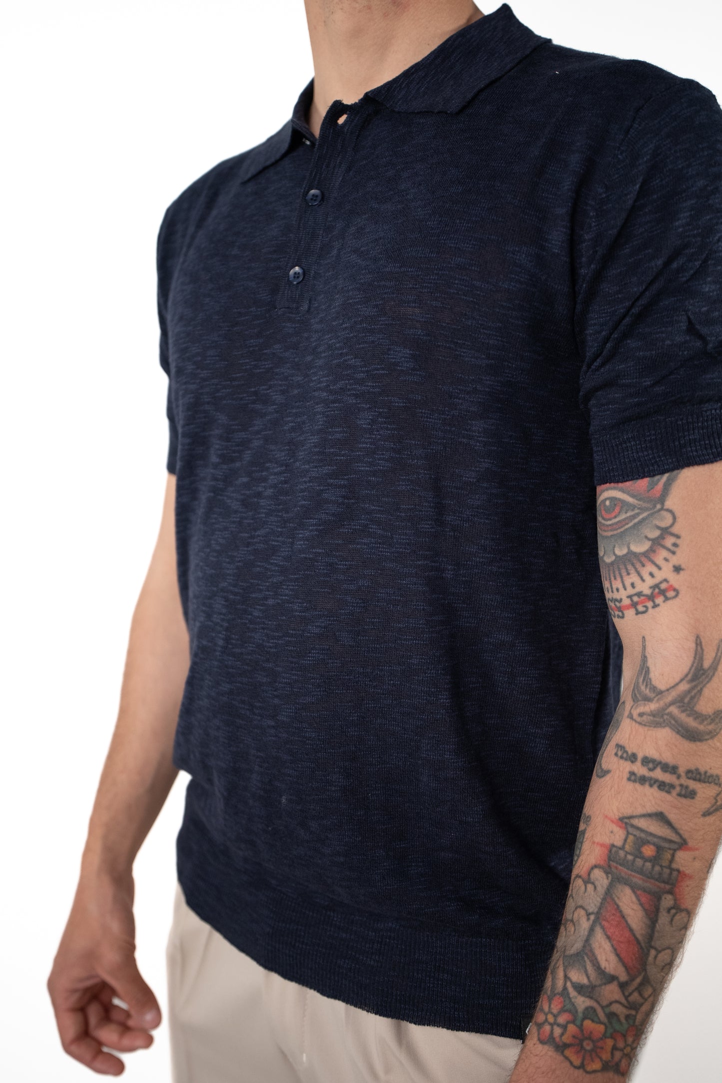 Polo Cotone Fiammato Blu