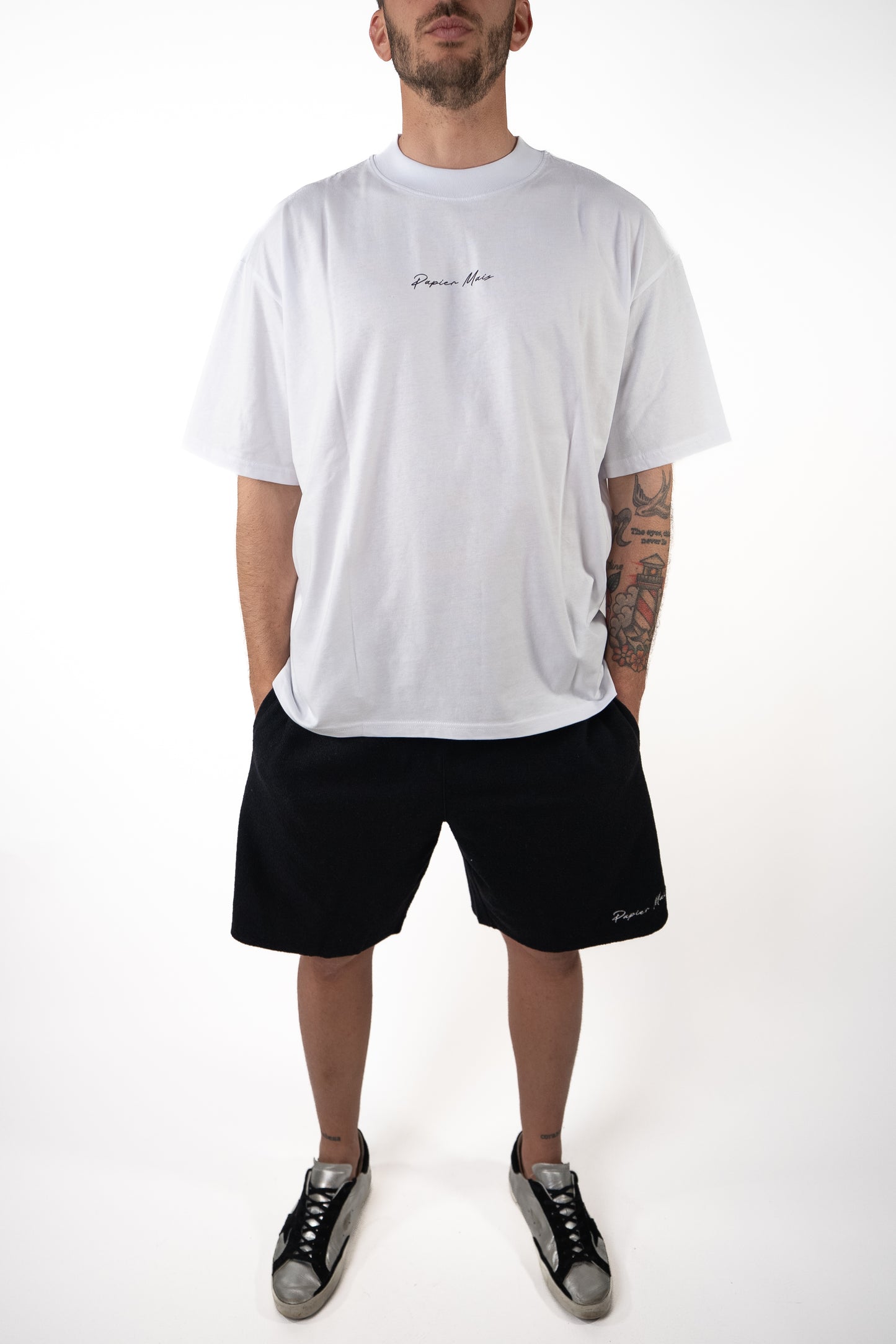 T-shirt in cotone Over Bianca Stampa Schiena