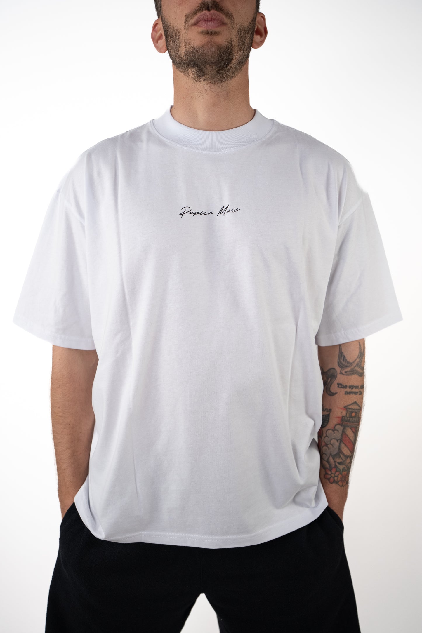 T-shirt in cotone Over Bianca Stampa Schiena