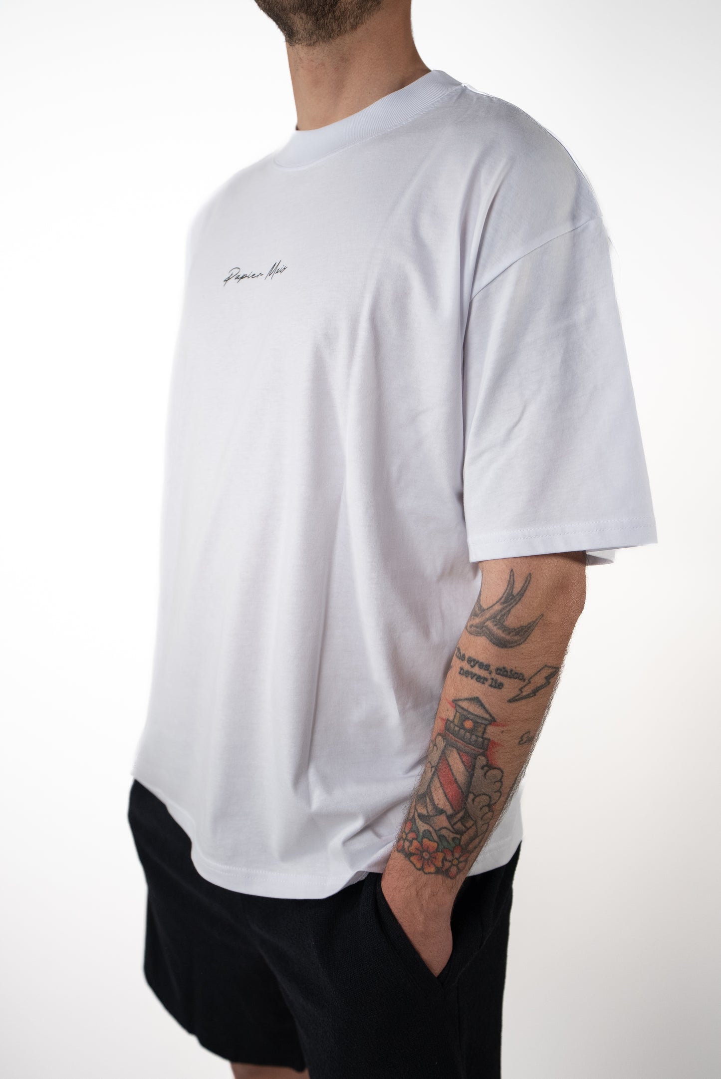 T-shirt in cotone Over Bianca Stampa Schiena