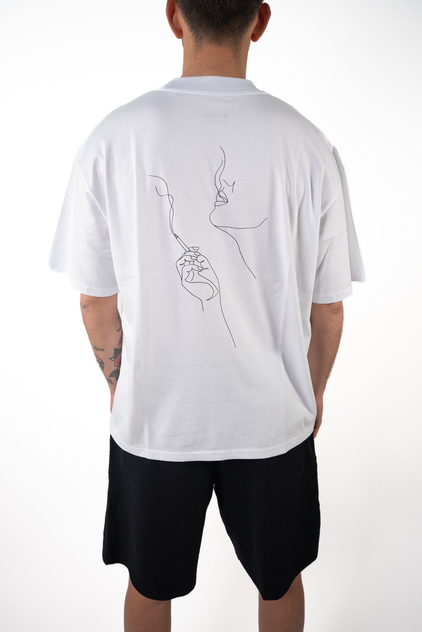 T-shirt in cotone Over Bianca Stampa Schiena
