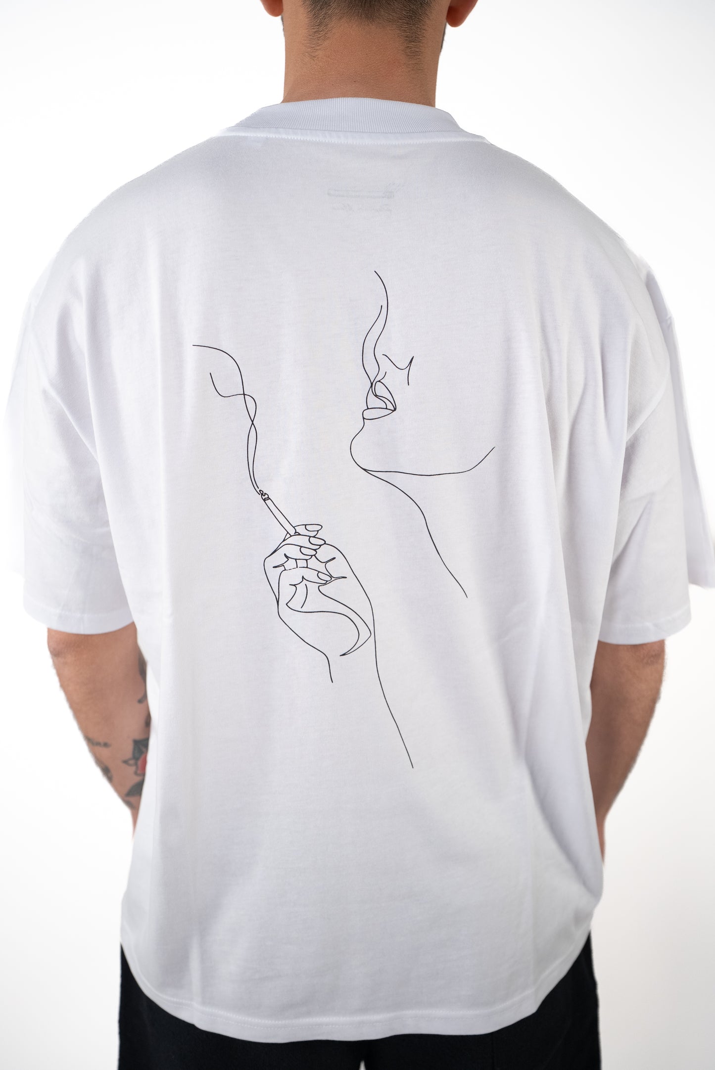 T-shirt in cotone Over Bianca Stampa Schiena