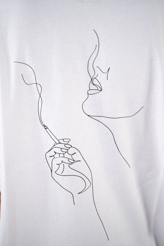 T-shirt in cotone Over Bianca Stampa Schiena