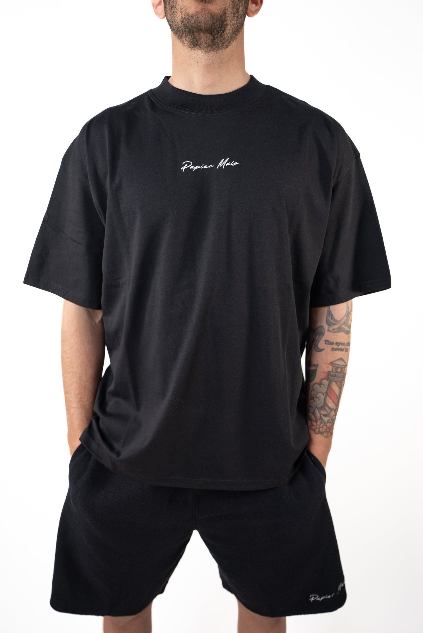 T-shirt in cotone Over Nera Stampa Schiena