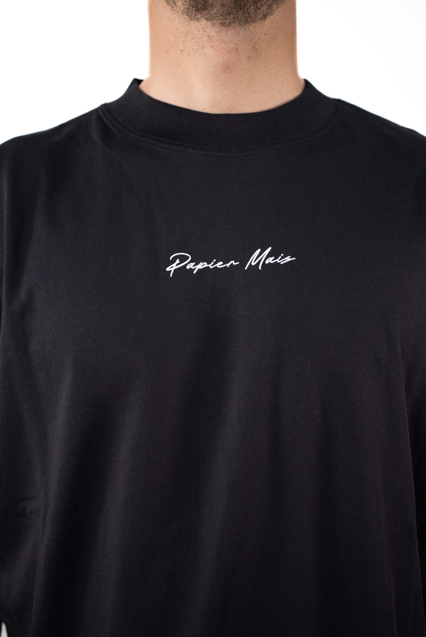 T-shirt in cotone Over Nera Stampa Schiena