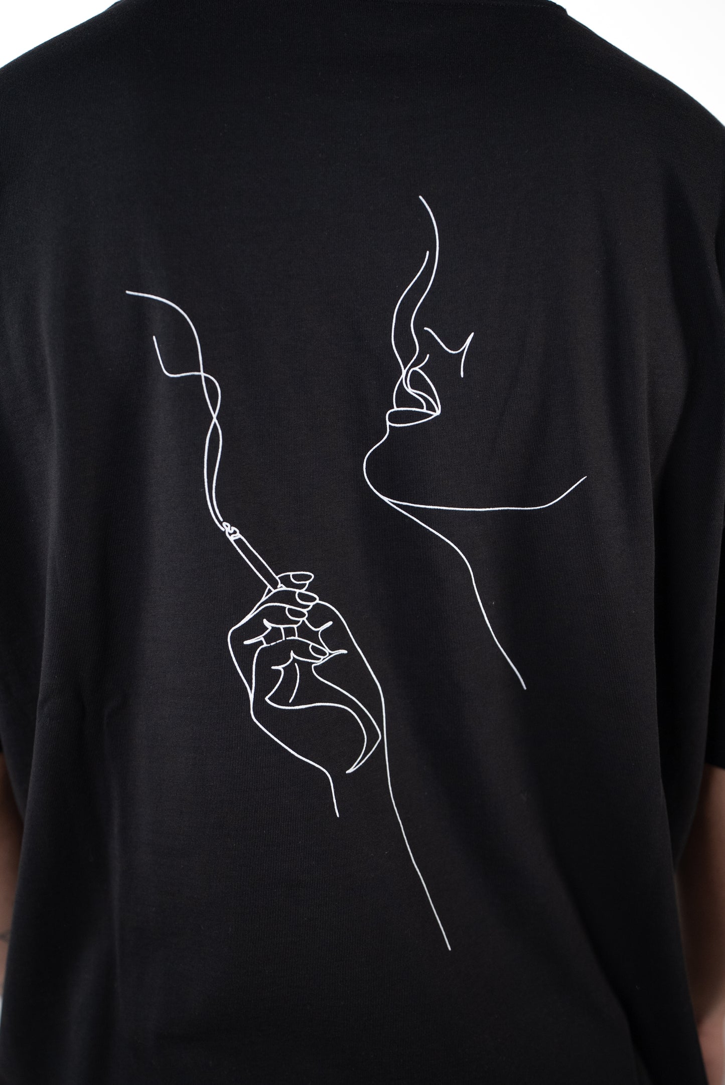 T-shirt in cotone Over Nera Stampa Schiena