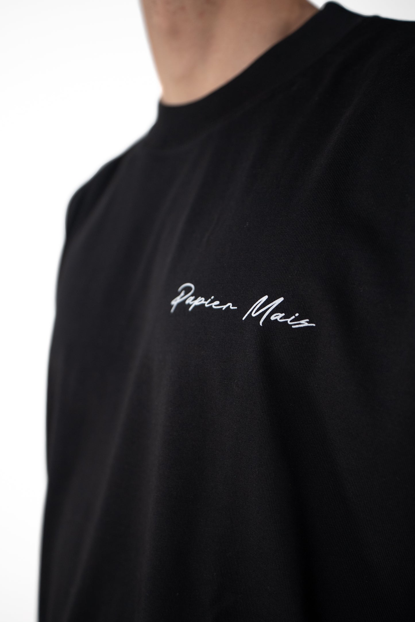 T-shirt Over in cotone Nera Stampa Cuore