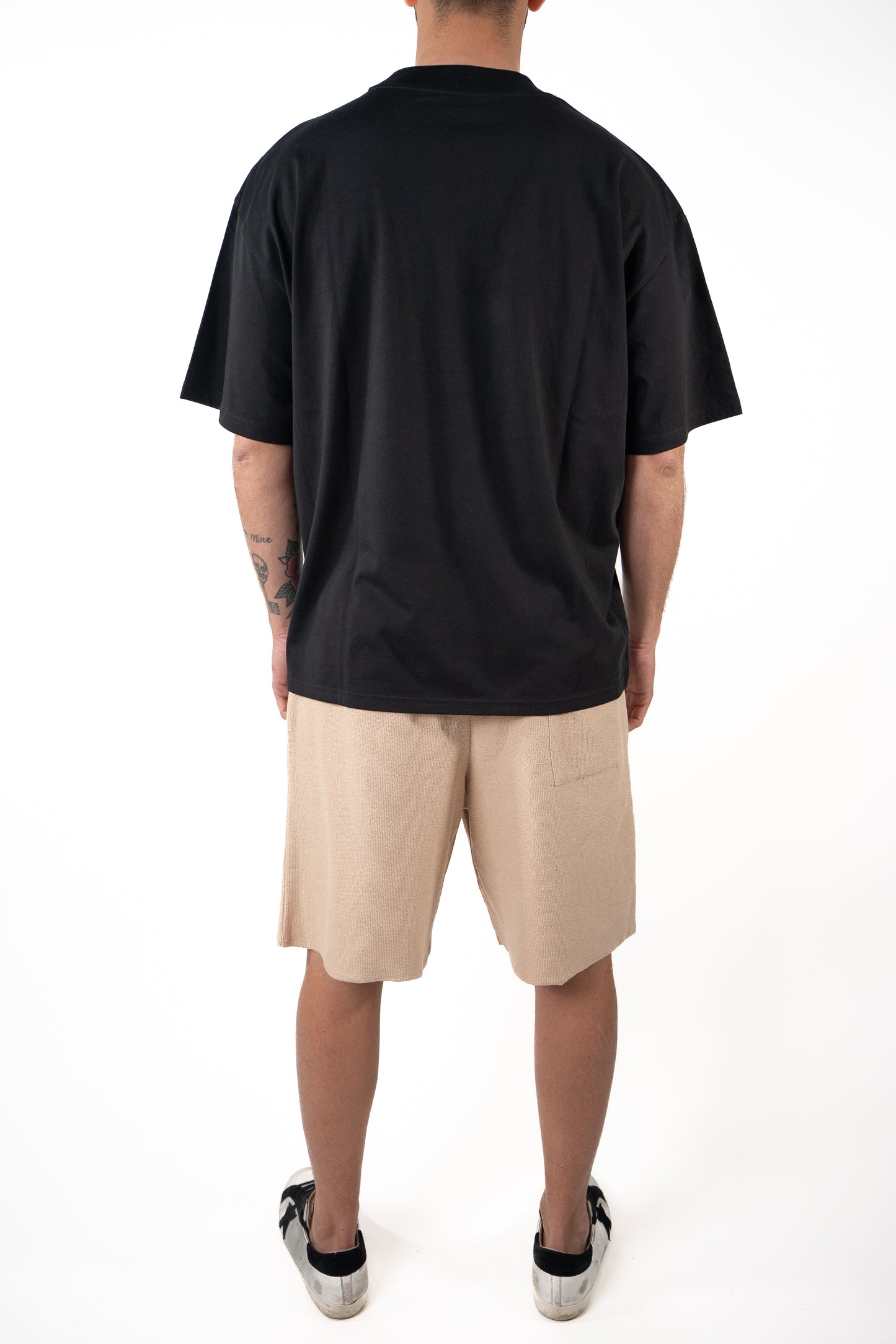 T-shirt Over in cotone Nera Stampa Cuore