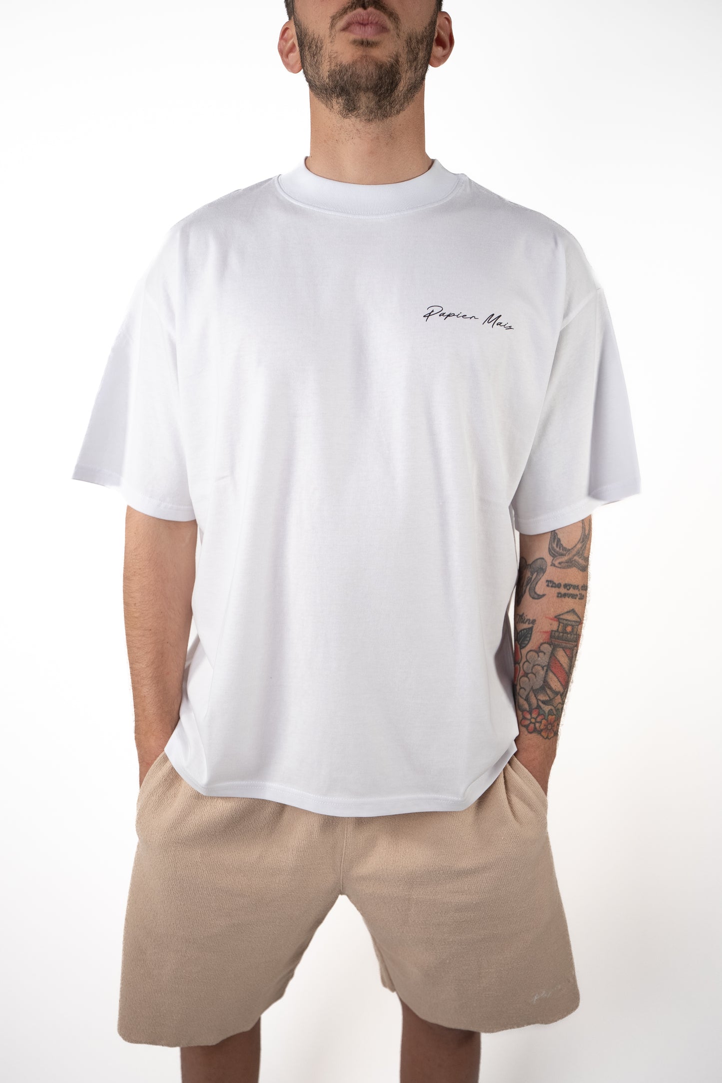 T-shirt in cotone Over Bianca Stampa Cuore