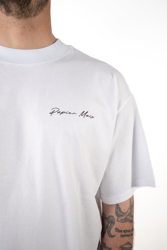 T-shirt in cotone Over Bianca Stampa Cuore