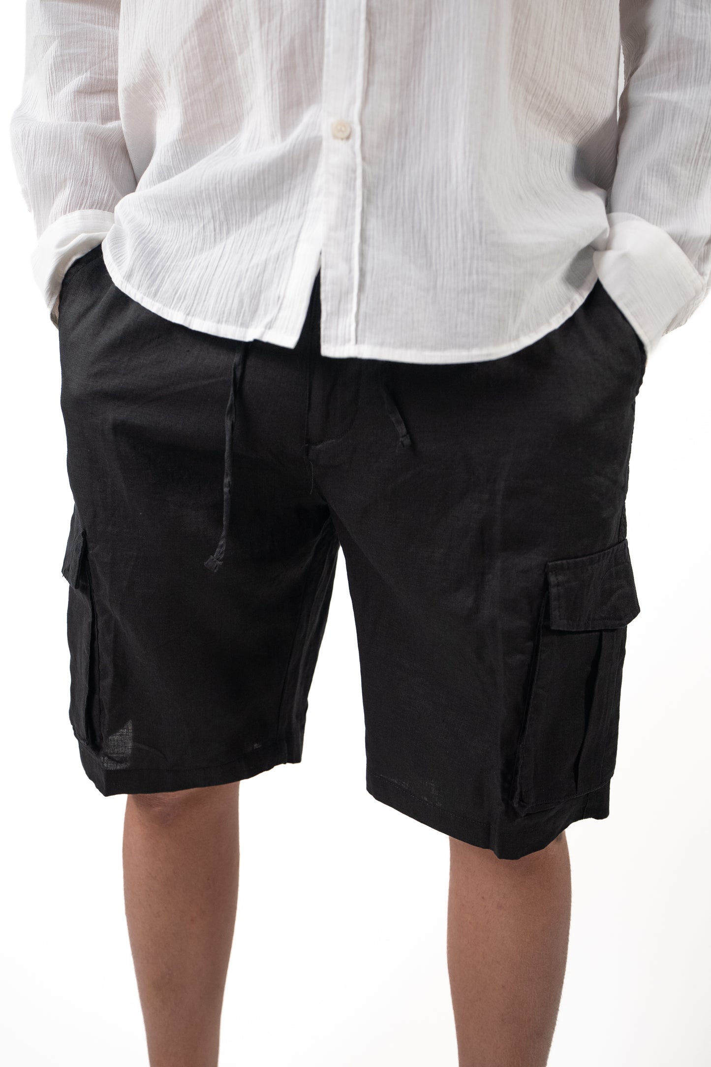 Bermuda Cargo in Lino Nero