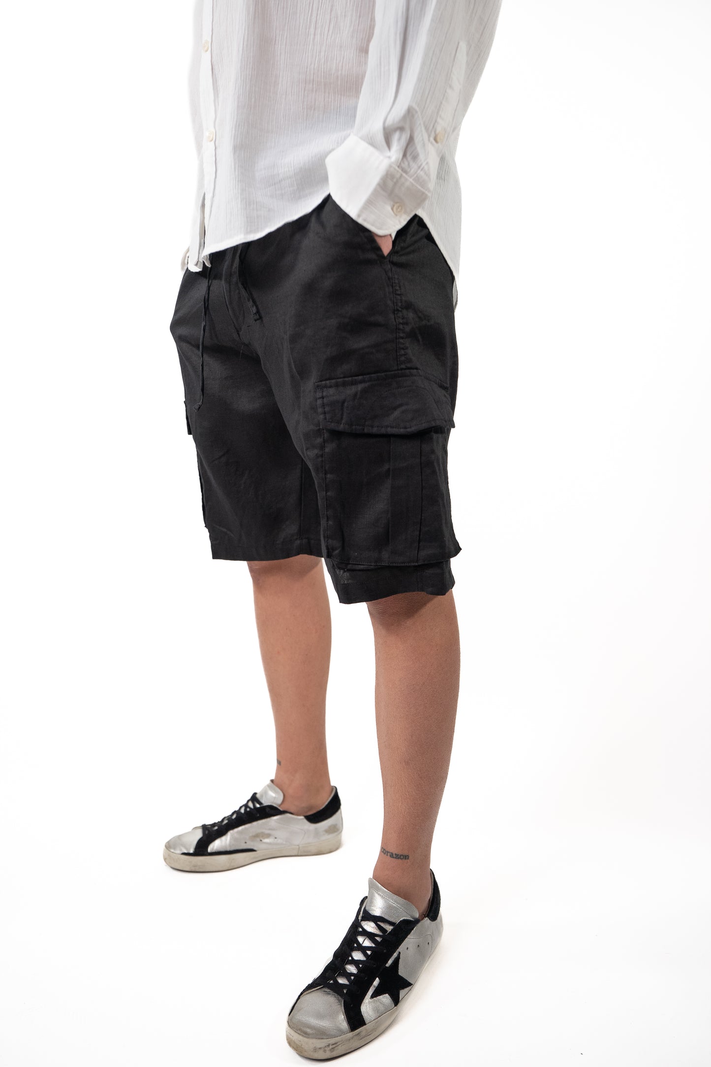 Bermuda Cargo in Lino Nero