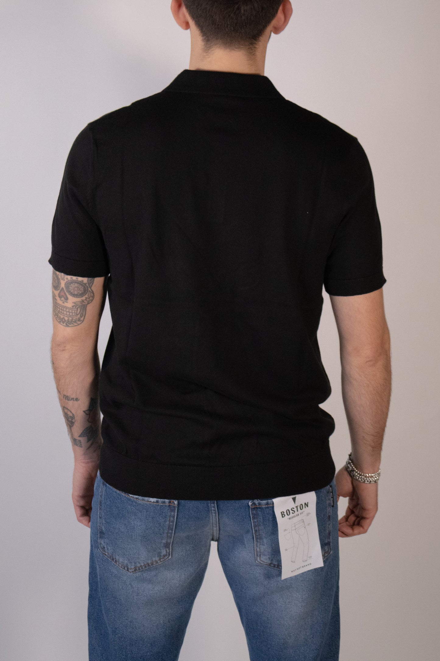 Polo Manica Corta Nera in Cotone