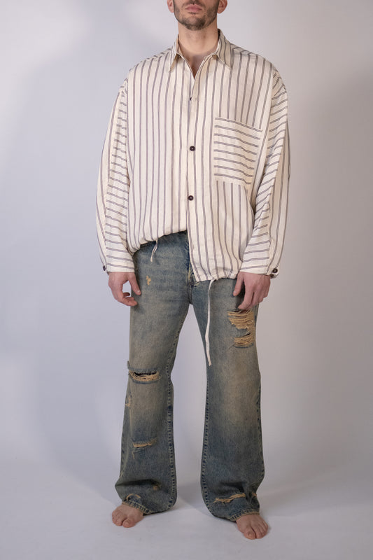 Jeans Gamba Ampia con Rotture