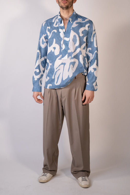 Pantalone Fondo Ampio con Pinces Taupe