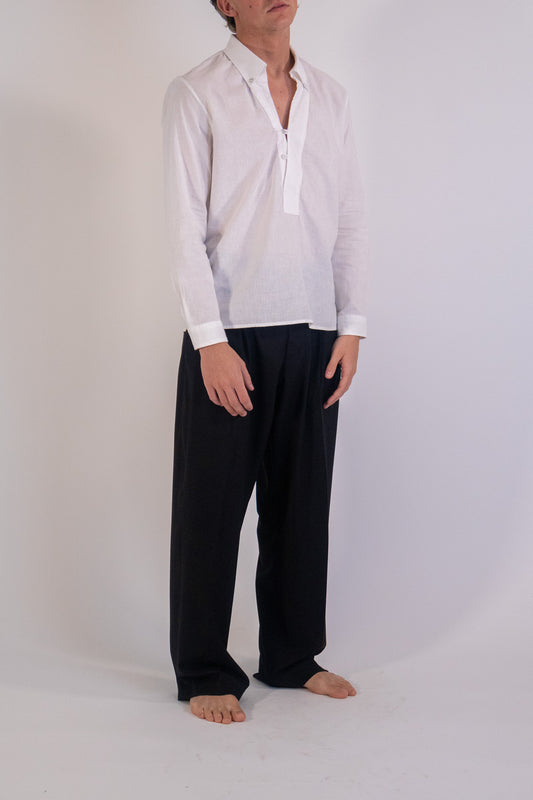 Pantalone Fondo Ampio con Pence Nero