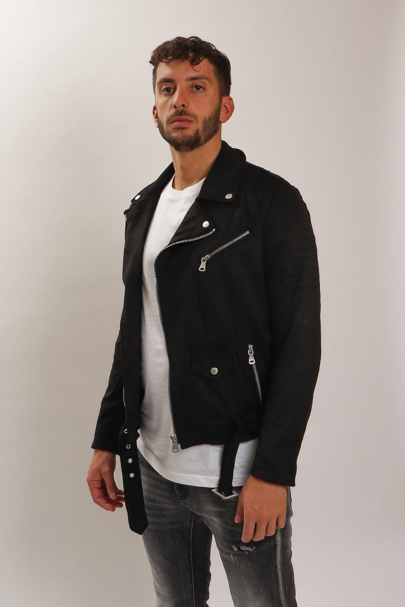 Biker Eco Scamosciato Nero