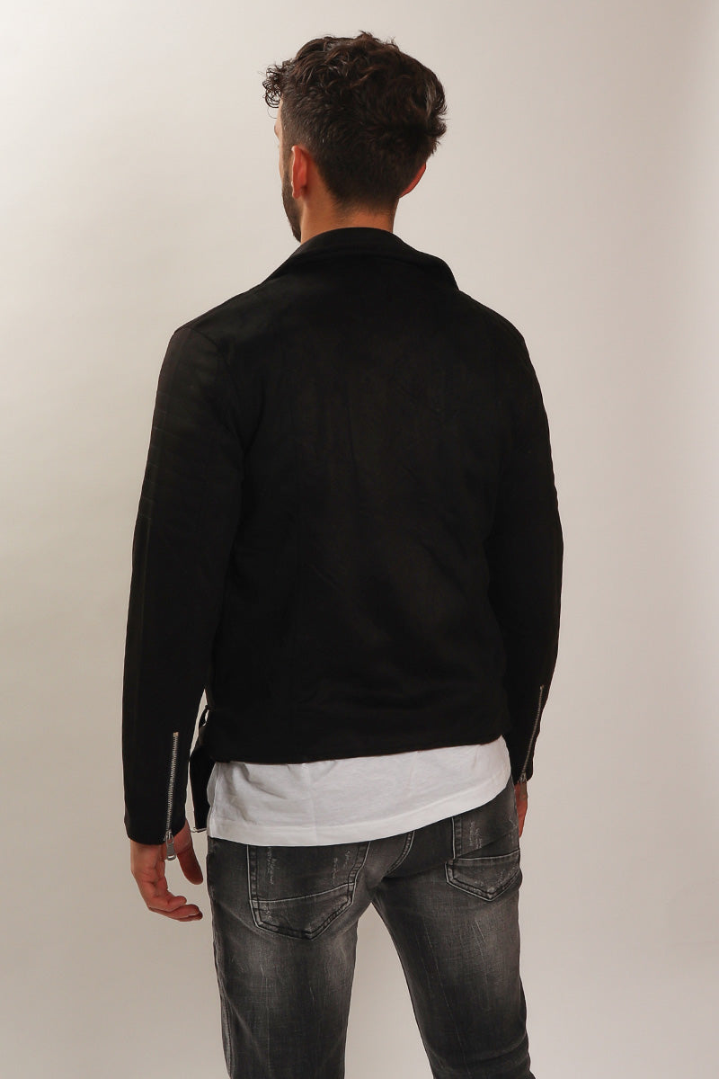 Biker Eco Scamosciato Nero