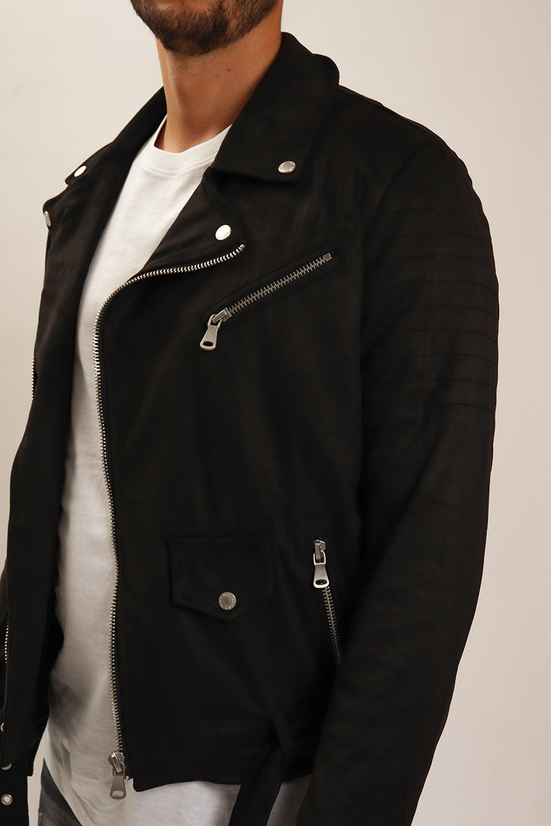 Biker Eco Scamosciato Nero