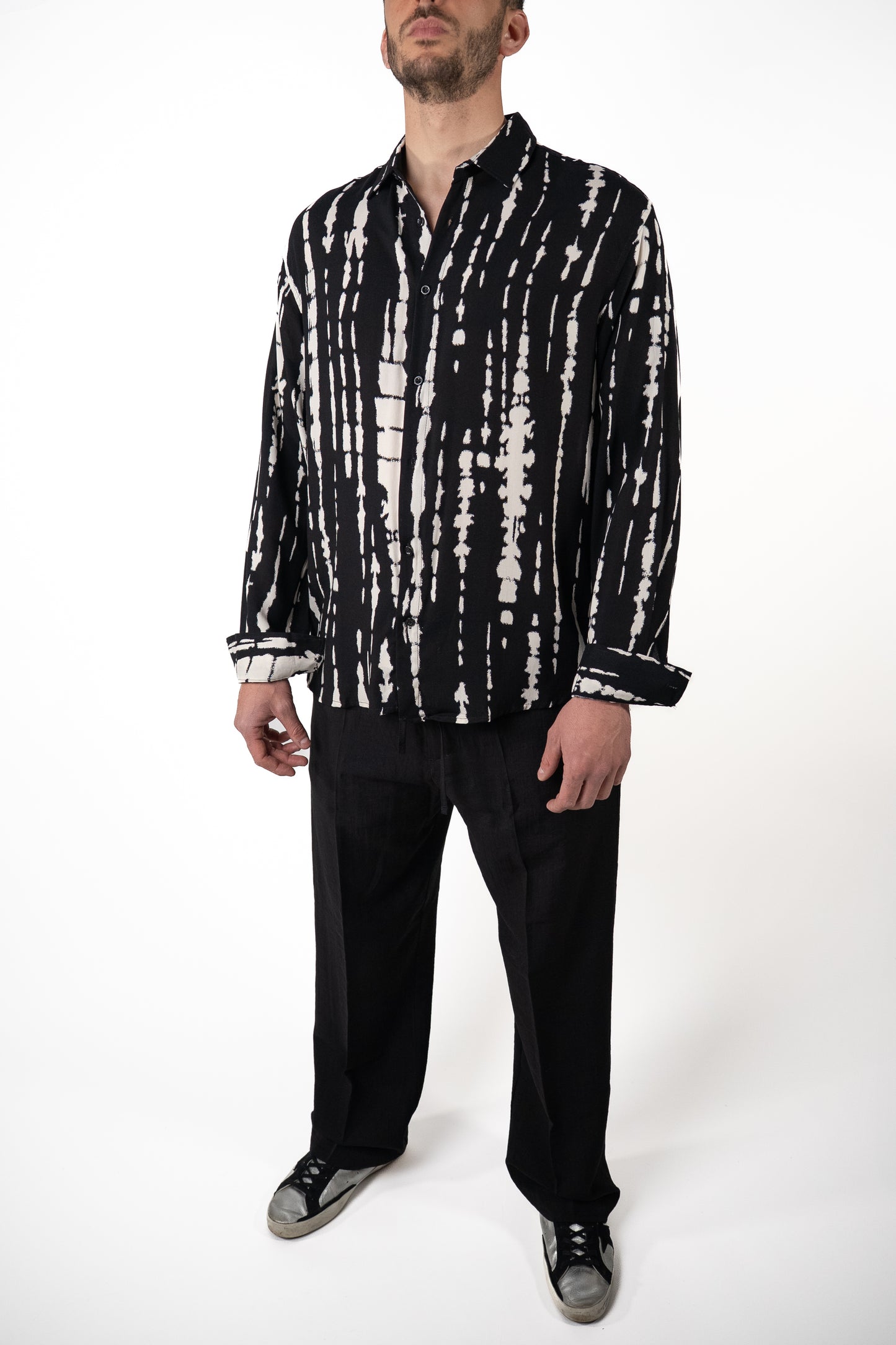 Camicia fantasia Riga bianca  irregolare
