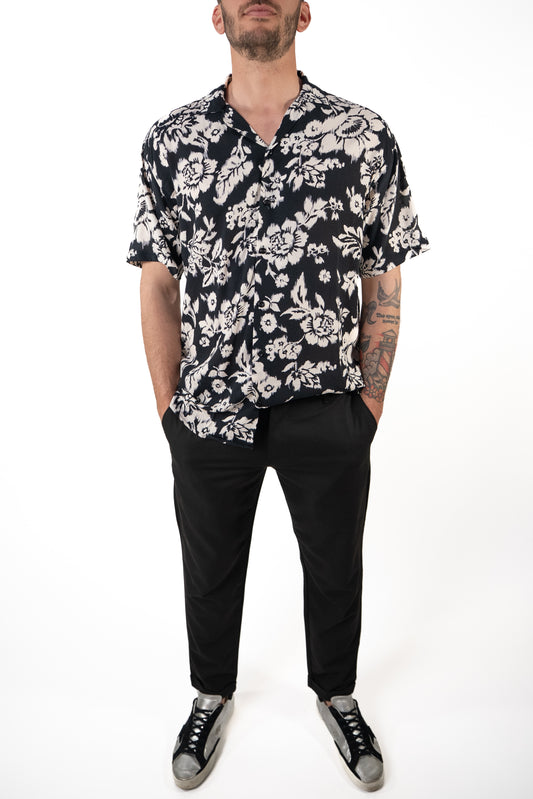 Camicia fantasia manica corta Fiore Sbavato