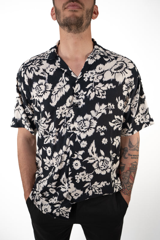 Camicia fantasia manica corta Fiore Sbavato