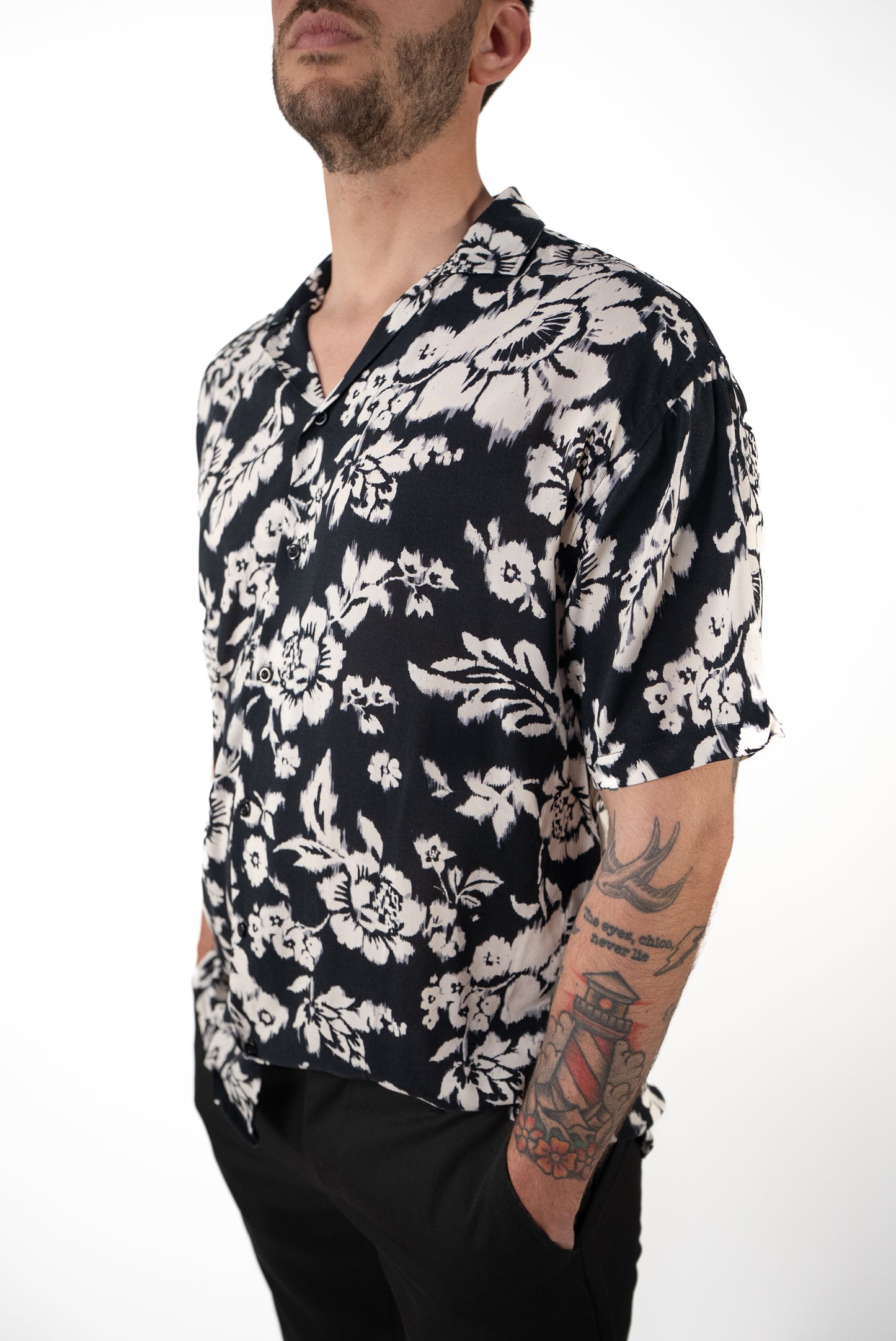 Camicia fantasia manica corta Fiore Sbavato