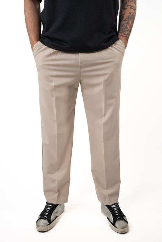 Pantalone Palazzo Beige Bottone