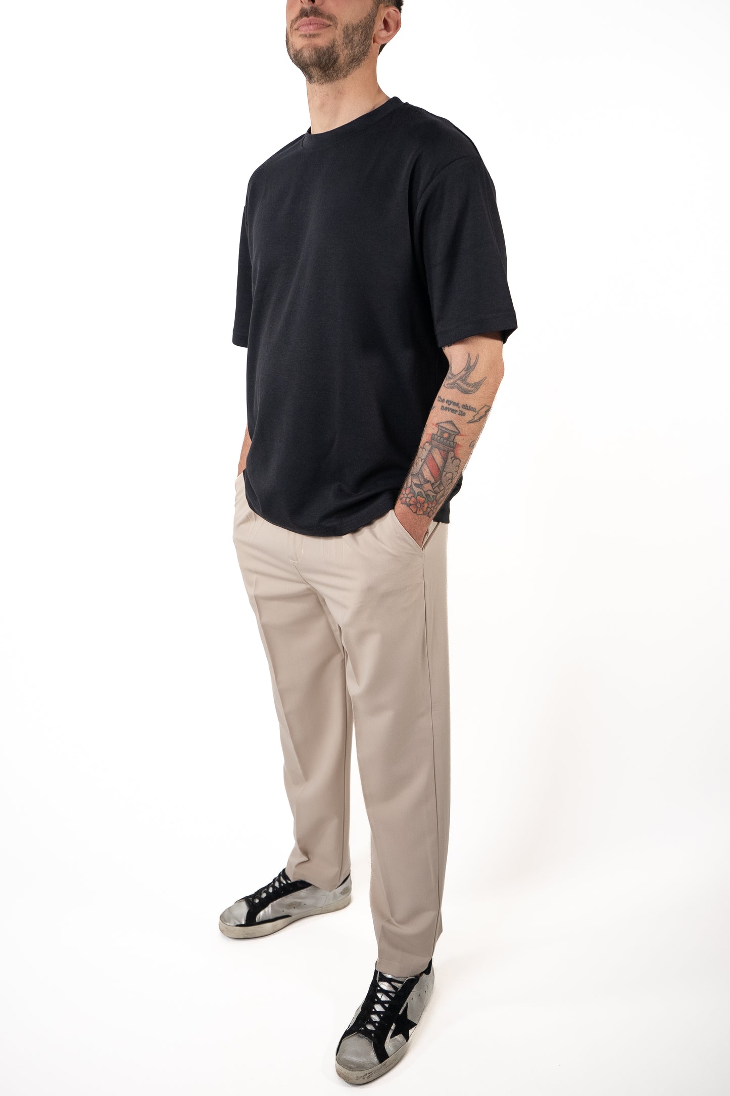 Pantalone Palazzo Beige Bottone