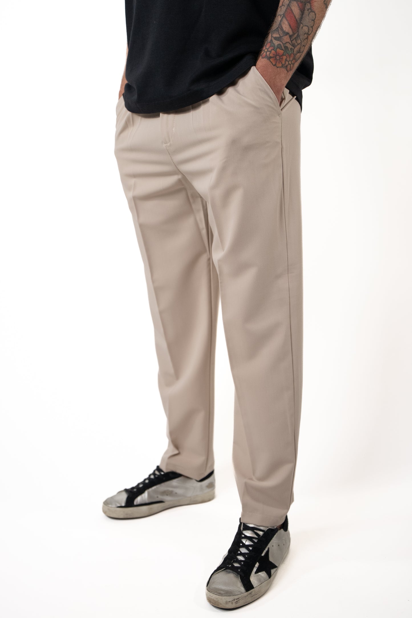 Pantalone Palazzo Beige Bottone