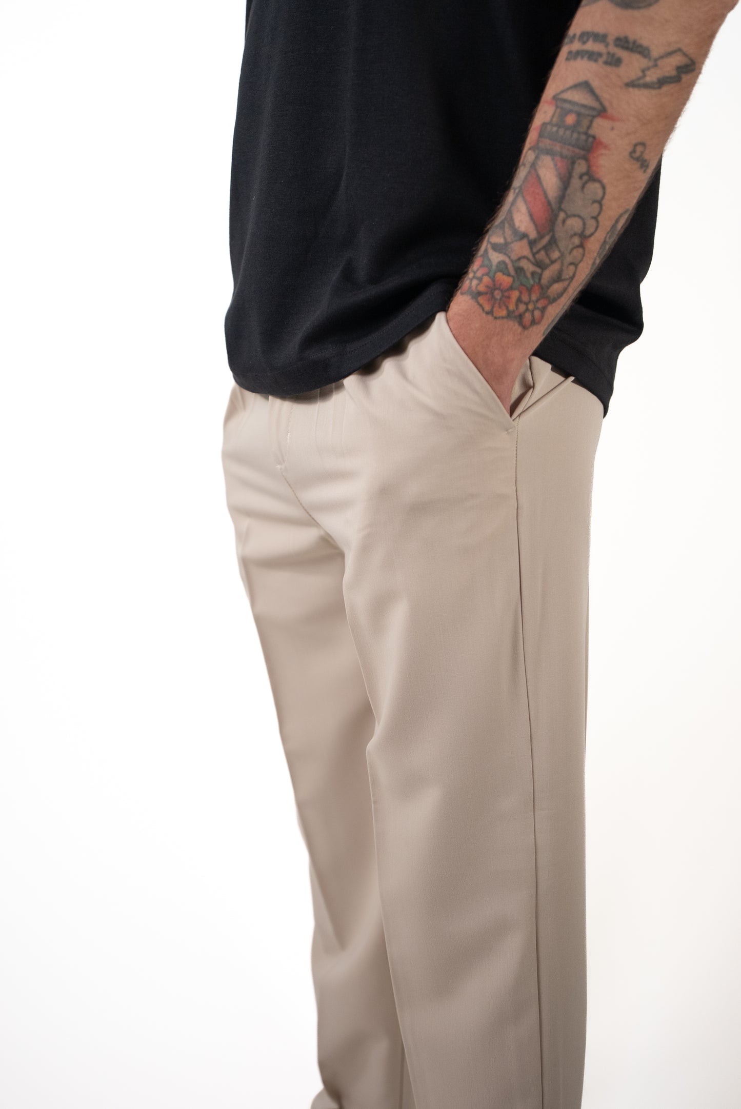 Pantalone Palazzo Beige Bottone