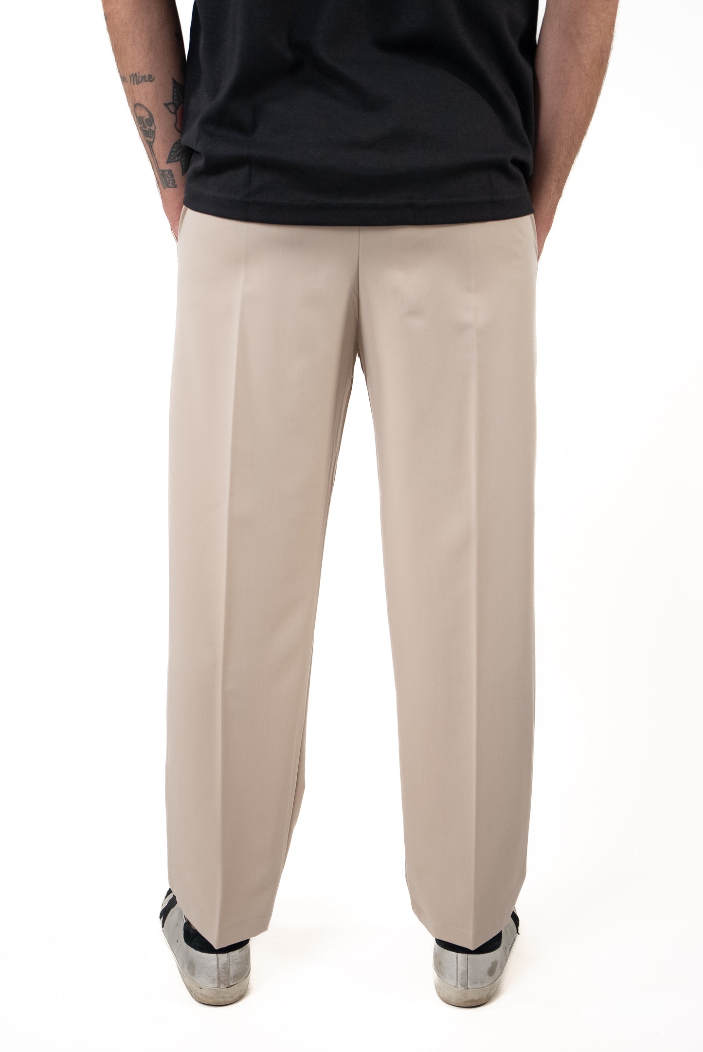 Pantalone Palazzo Beige Bottone